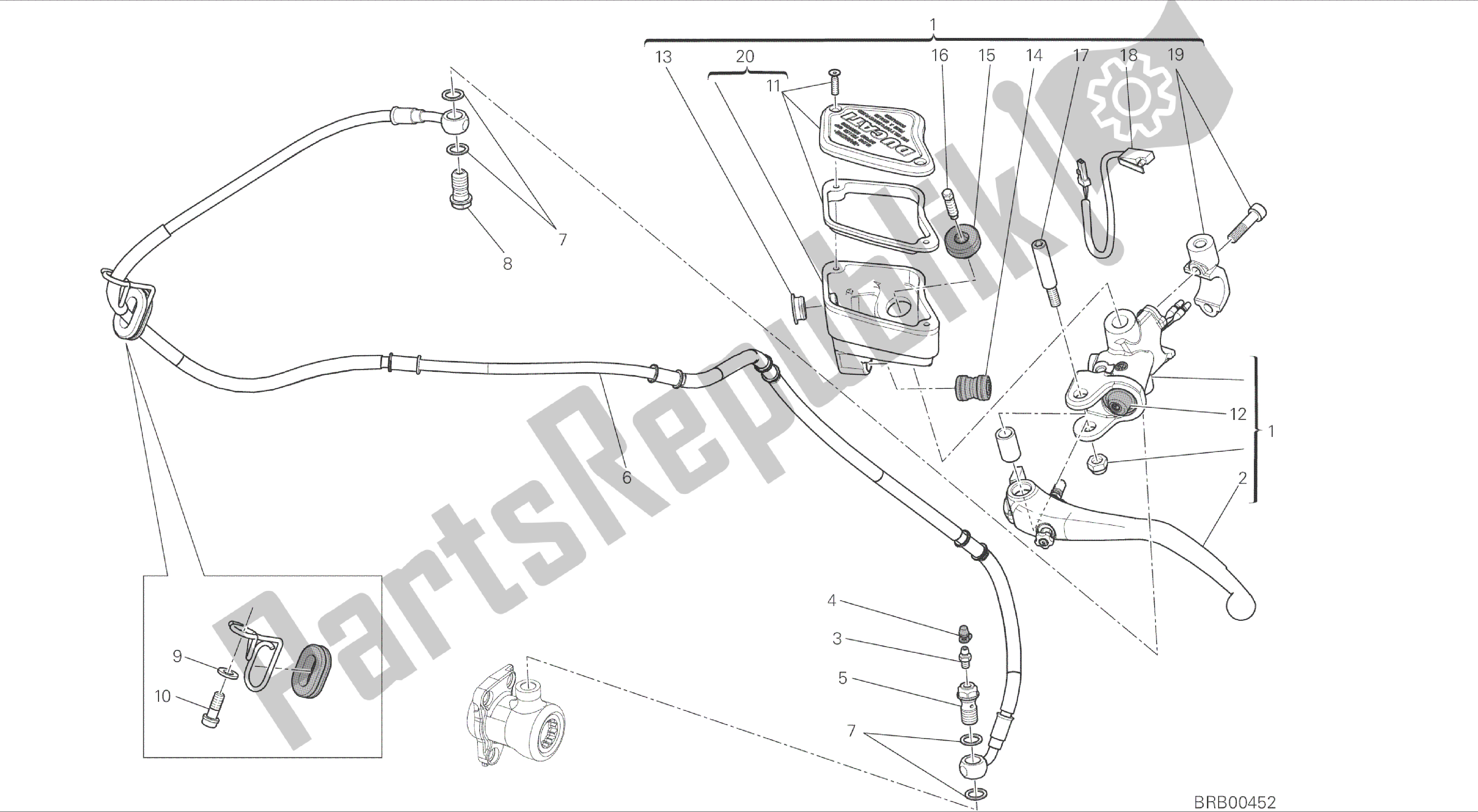 Alle onderdelen voor de Tekening 023 - Koppelingshoofdcilinder [mod: Dvlc] Groepsframe van de Ducati Diavel Carbon 1200 2016