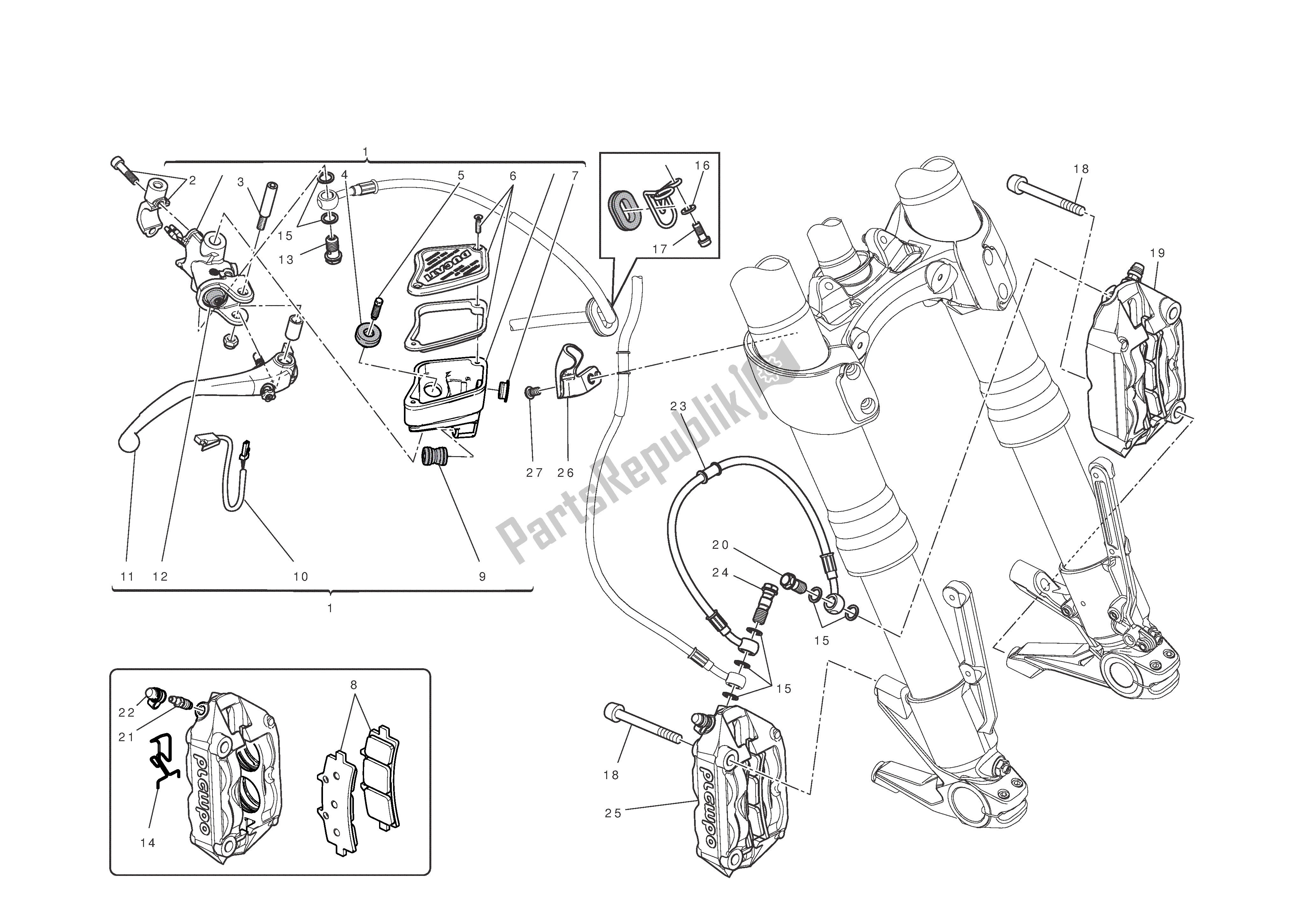 Todas las partes para Freno Frontal de Ducati Diavel 1200 2013