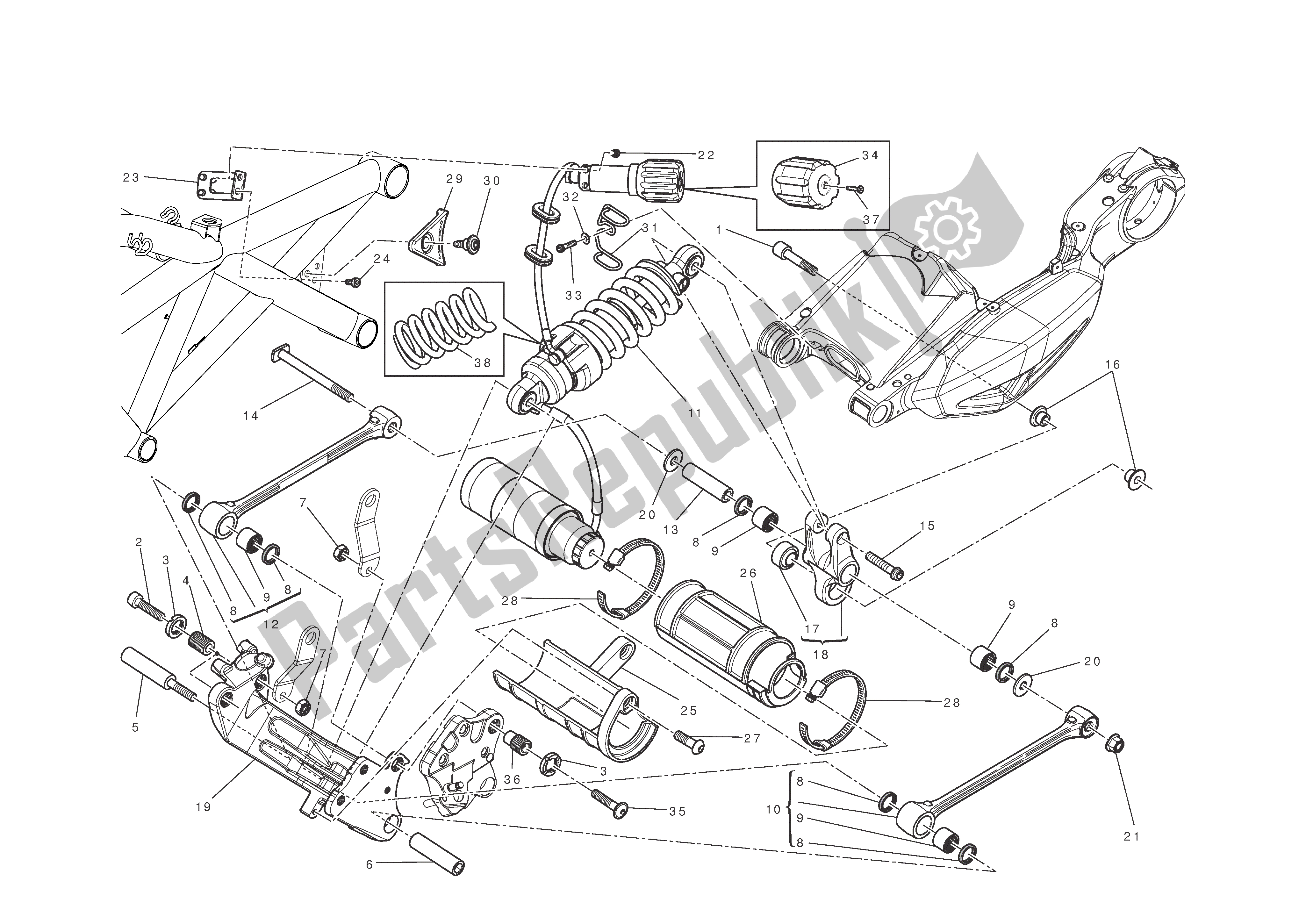 Tutte le parti per il Sospensione Posteriore del Ducati Diavel 1200 2013