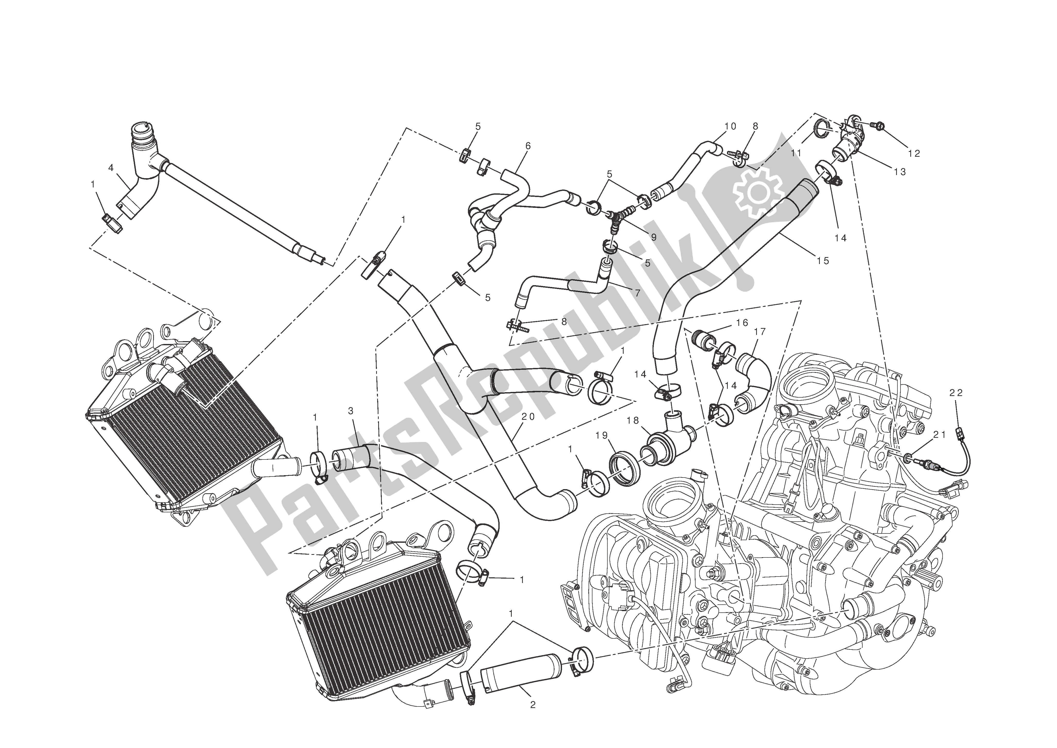 Tutte le parti per il Sistema Di Raffreddamento del Ducati Diavel 1200 2013