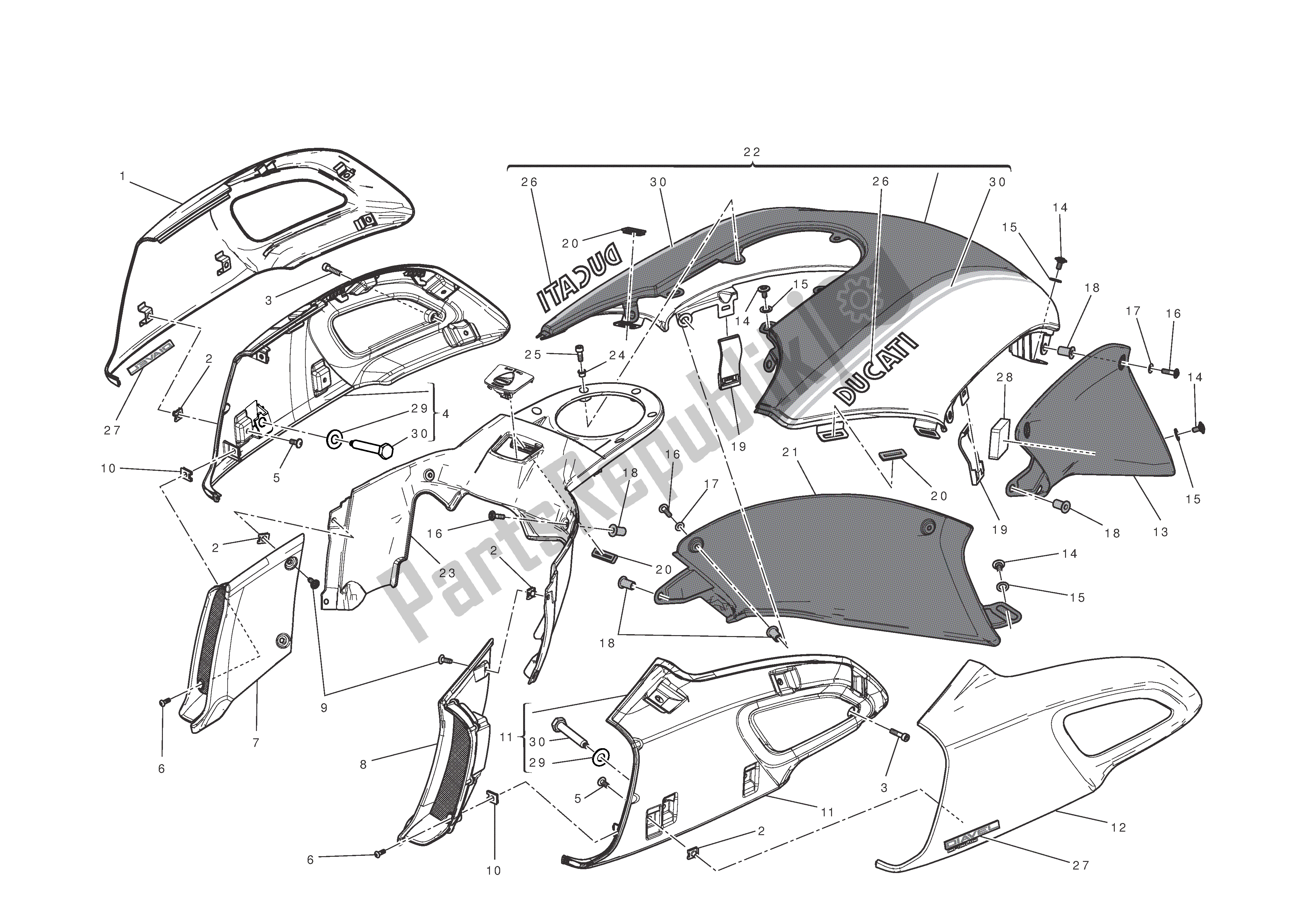 Todas las partes para Mercado de Ducati Diavel 1200 2013