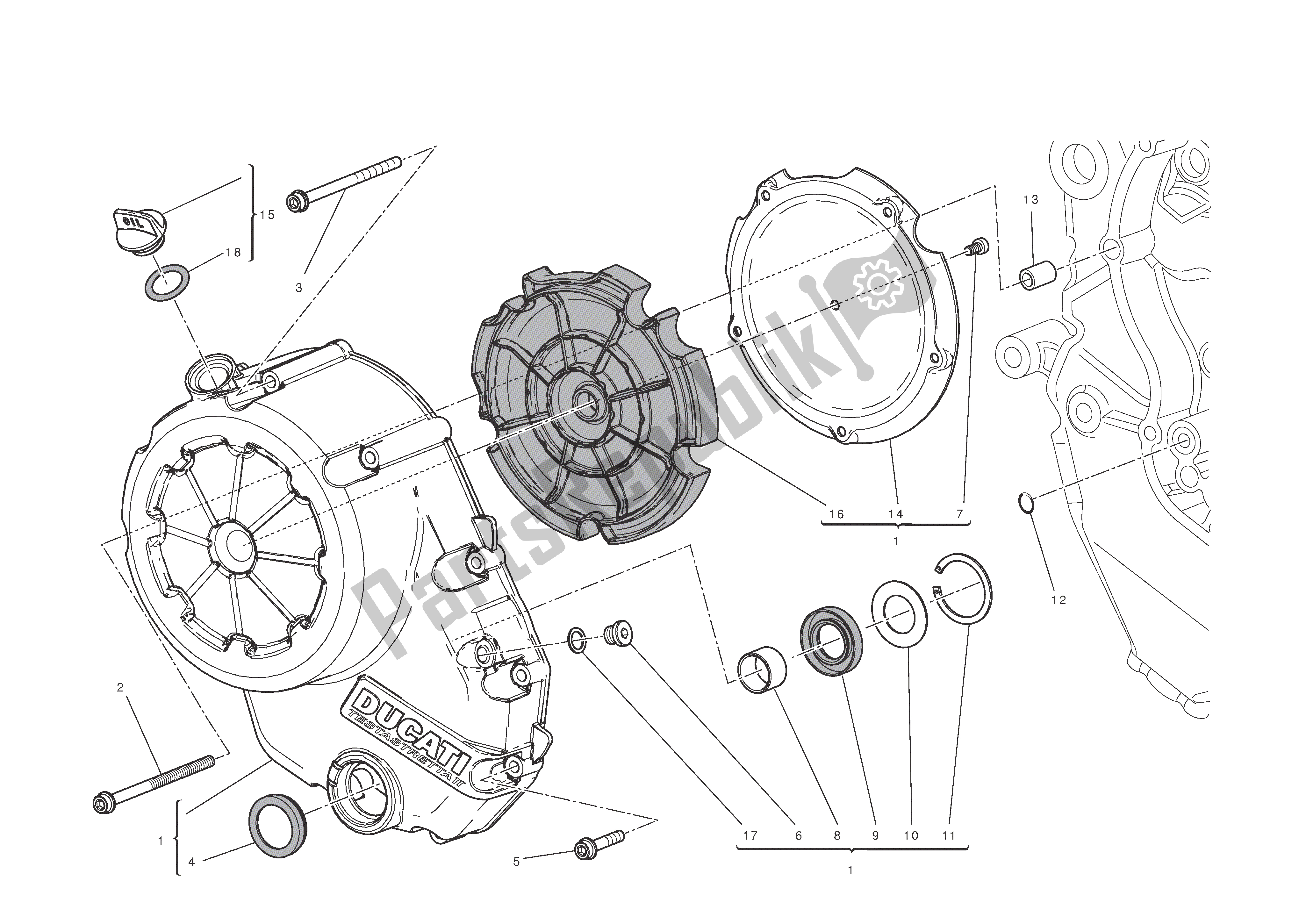 Todas las partes para Tapa Del Cárter Del Lado Del Embrague de Ducati Diavel 1200 2013