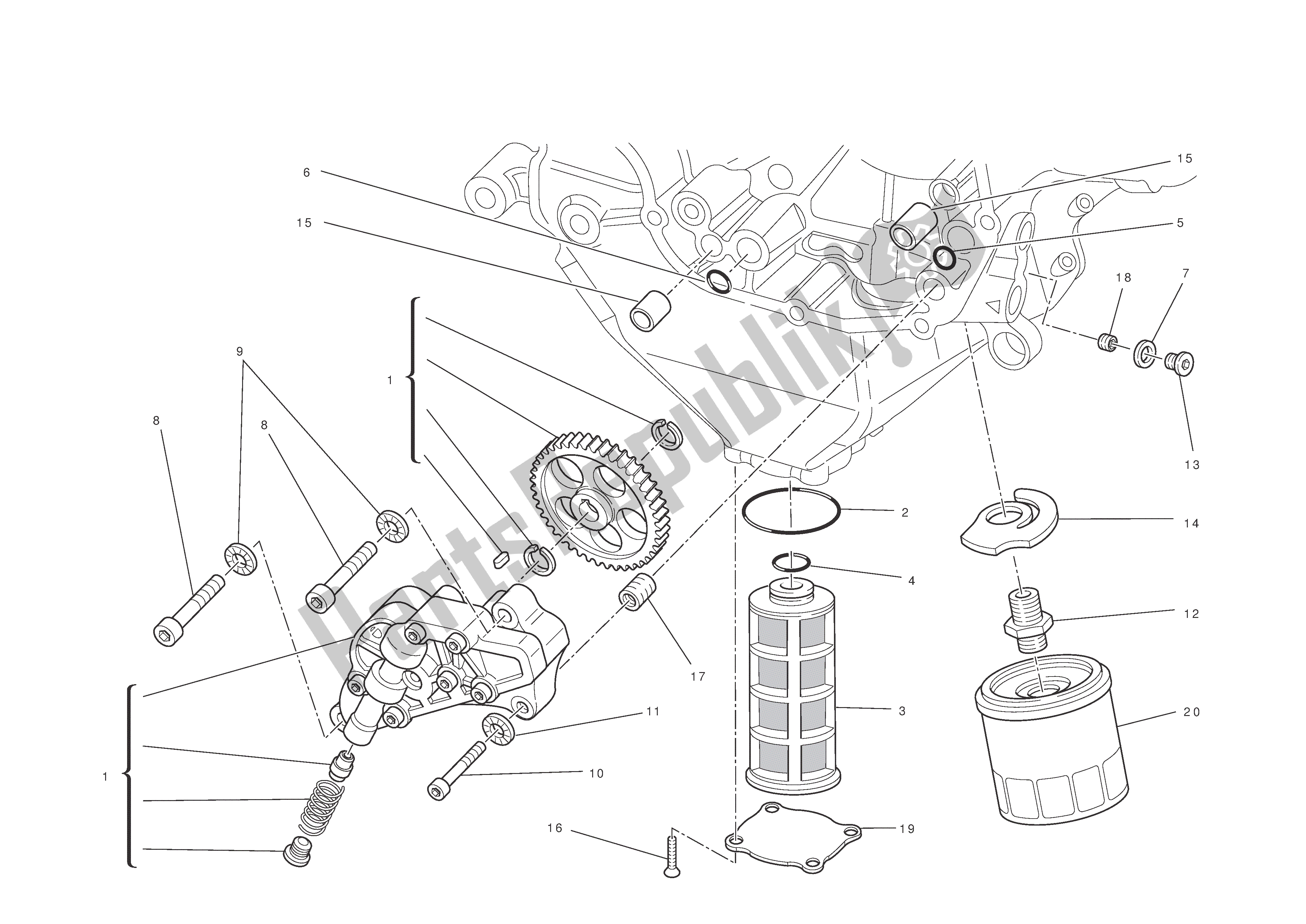 Todas las partes para Filtros Y Bomba De Aceite de Ducati Diavel 1200 2013