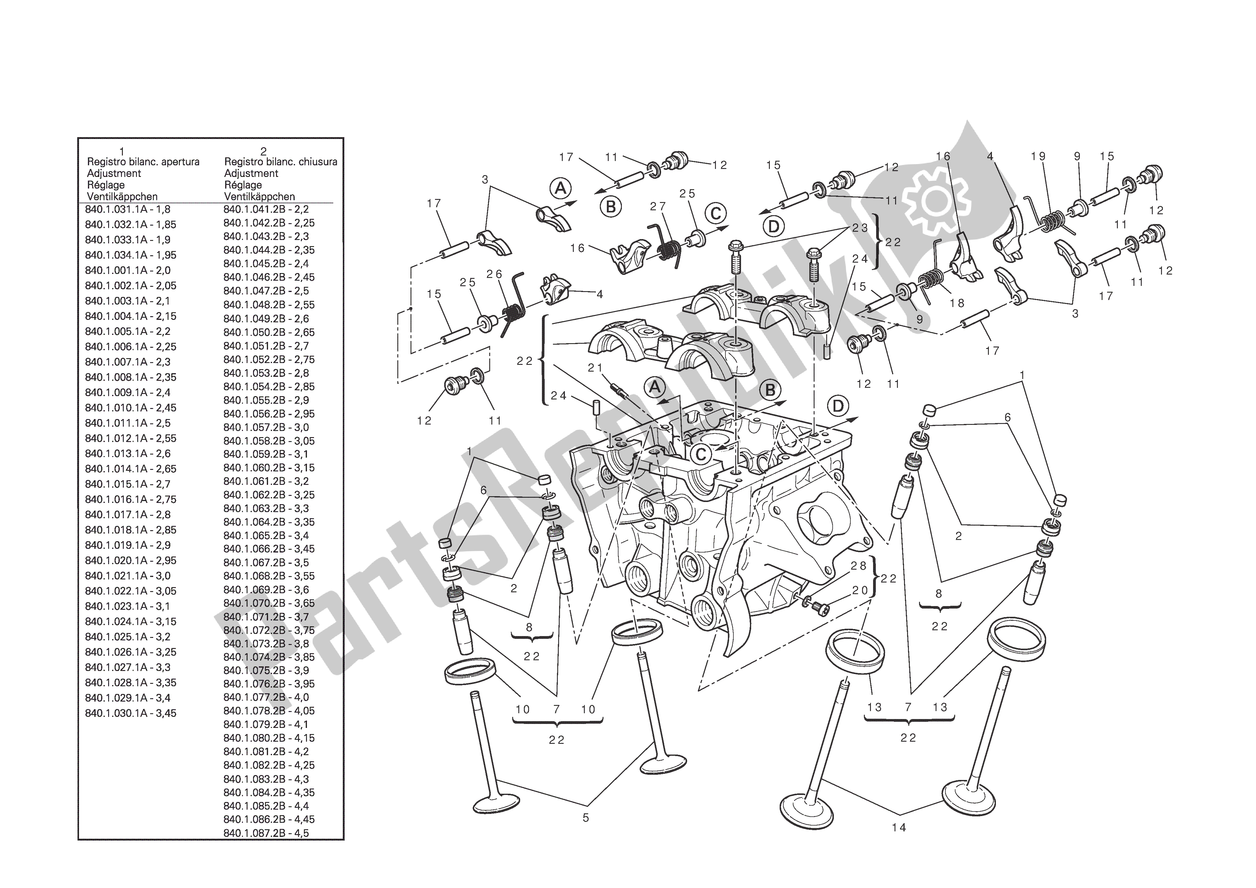 Tutte le parti per il Testata Verticale del Ducati Diavel 1200 2013