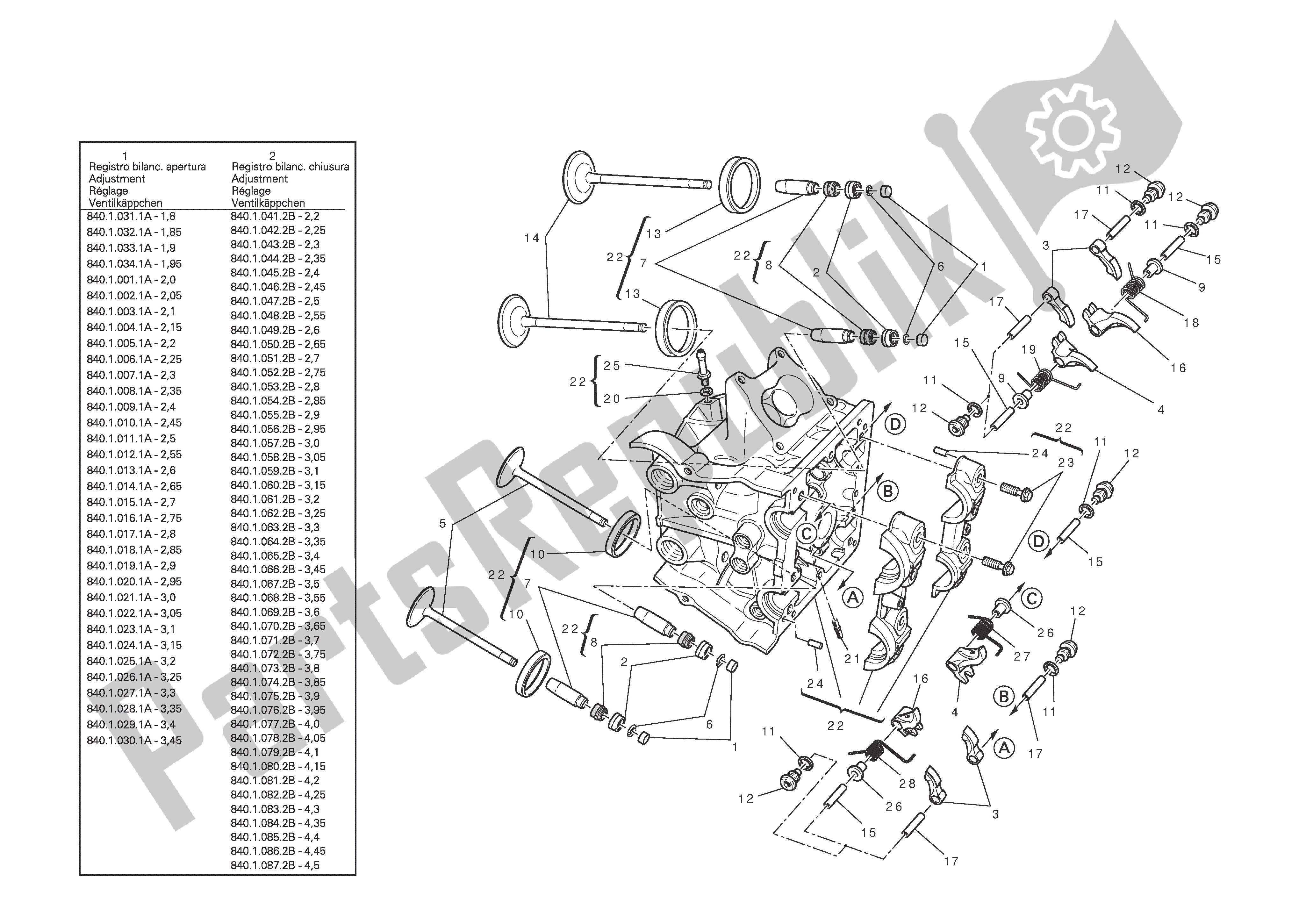 Tutte le parti per il Testata Orizzontale del Ducati Diavel 1200 2013