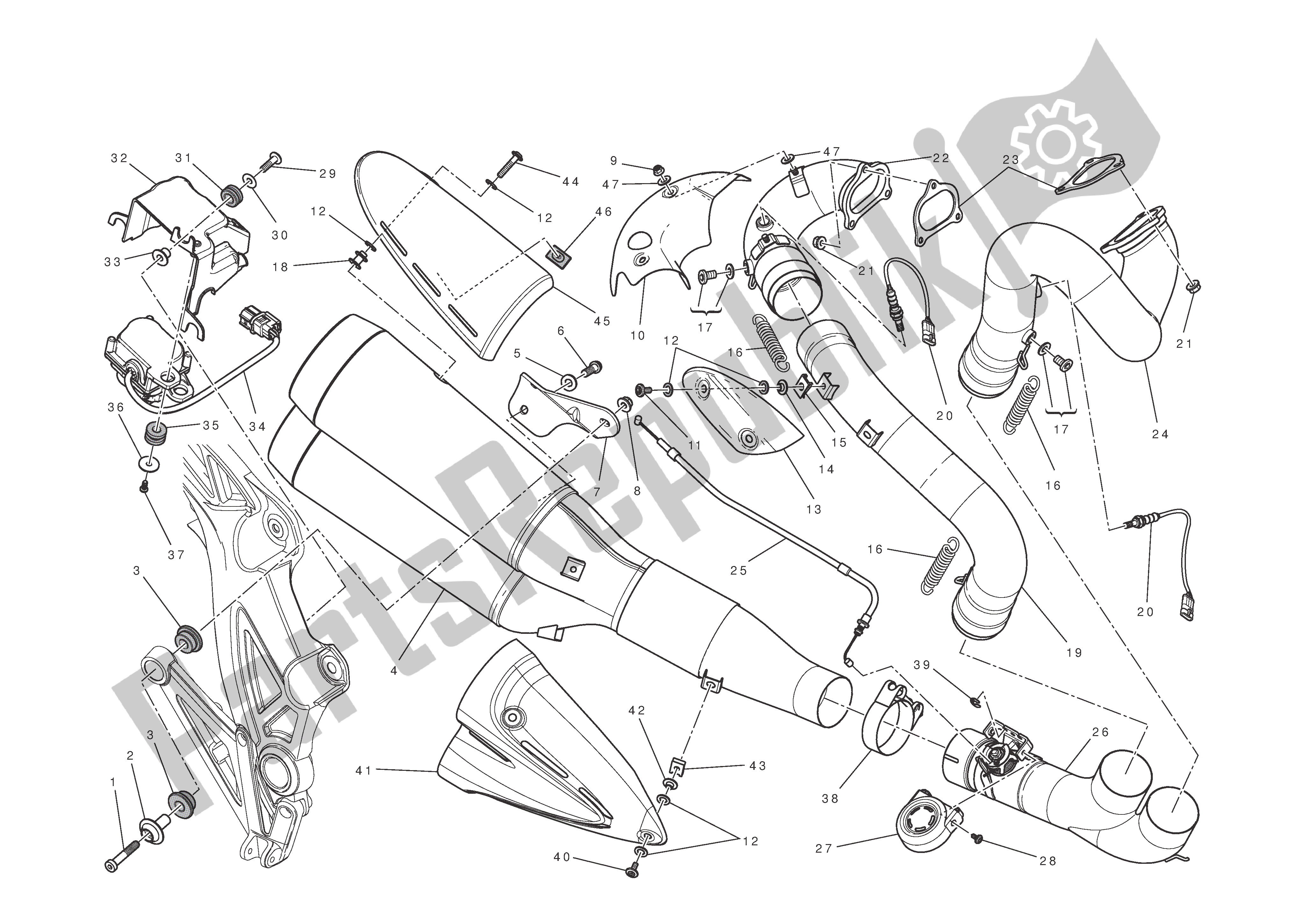 Todas las partes para Sistema De Escape de Ducati Diavel 1200 2013