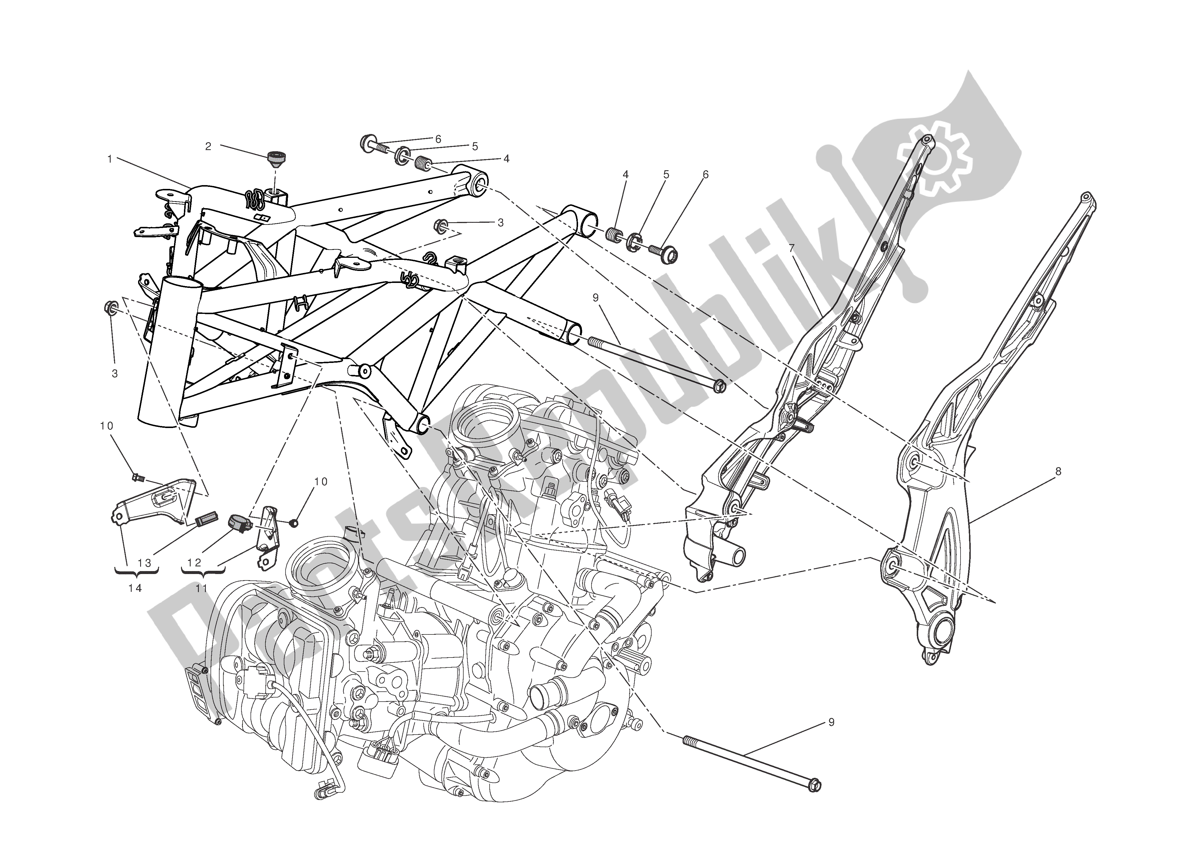 Todas las partes para Marco de Ducati Diavel 1200 2013