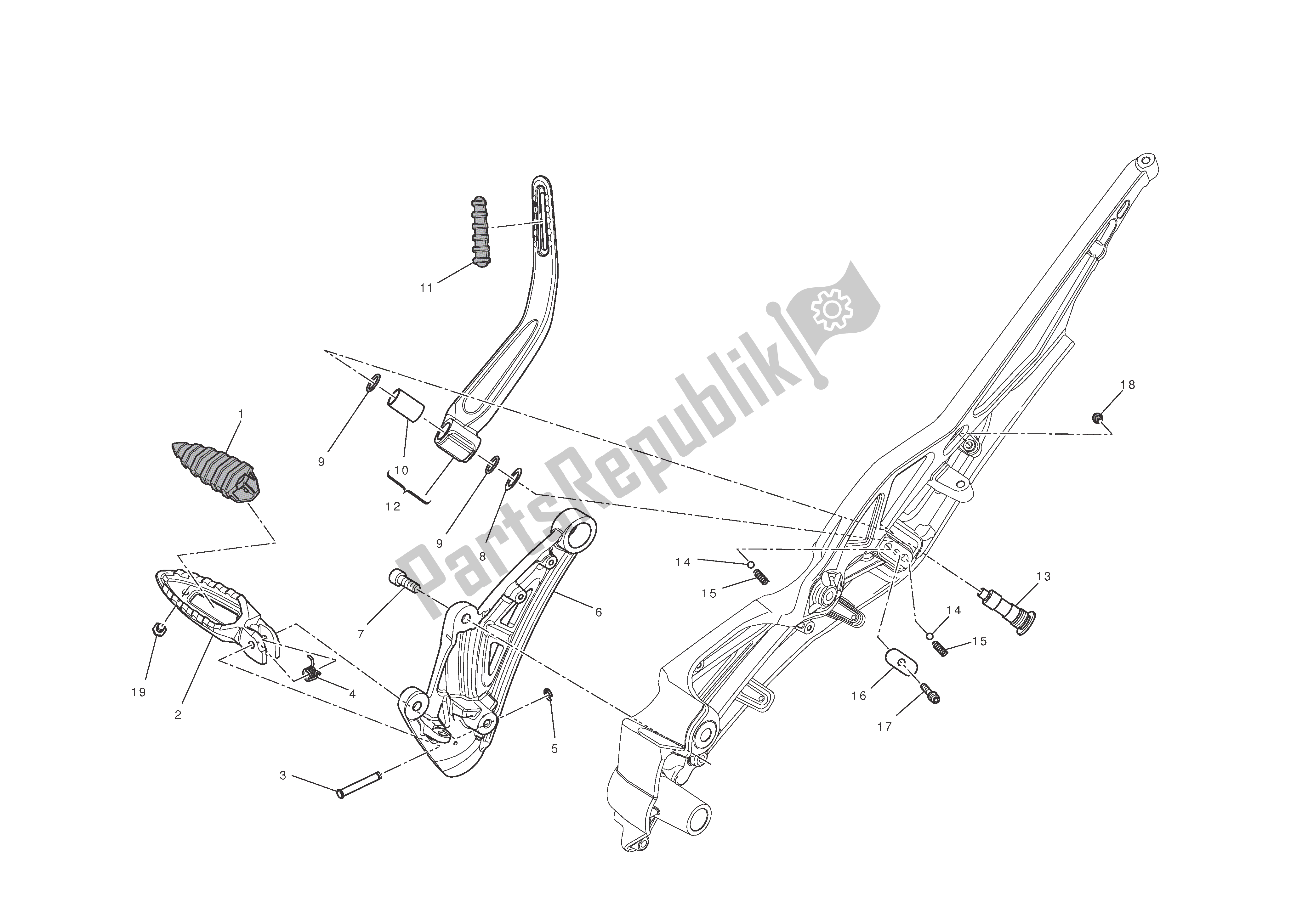 Todas las partes para Rh. Reposapiés de Ducati Diavel 1200 2013