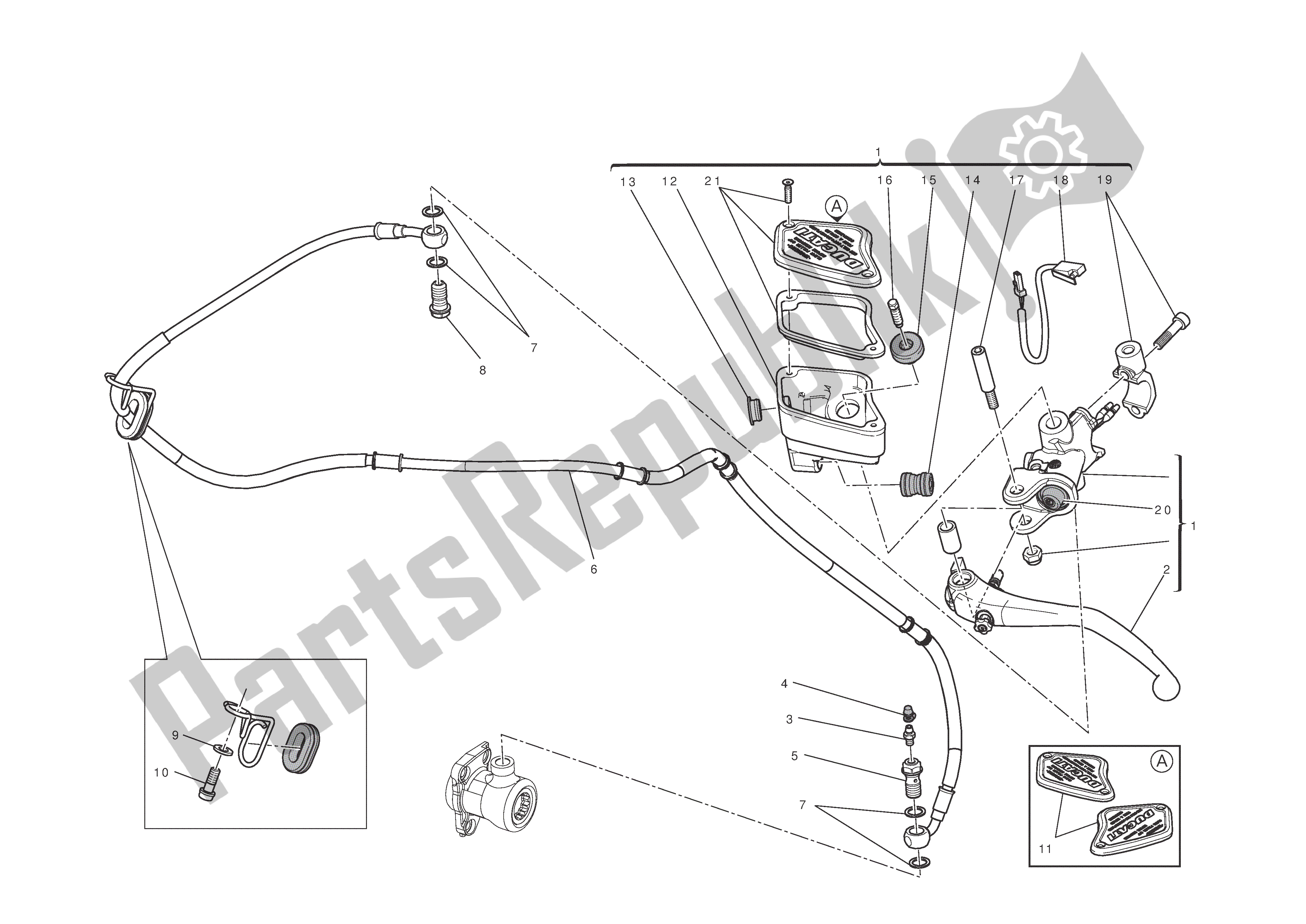 Alle onderdelen voor de Koppeling Controle van de Ducati Diavel 1200 2011