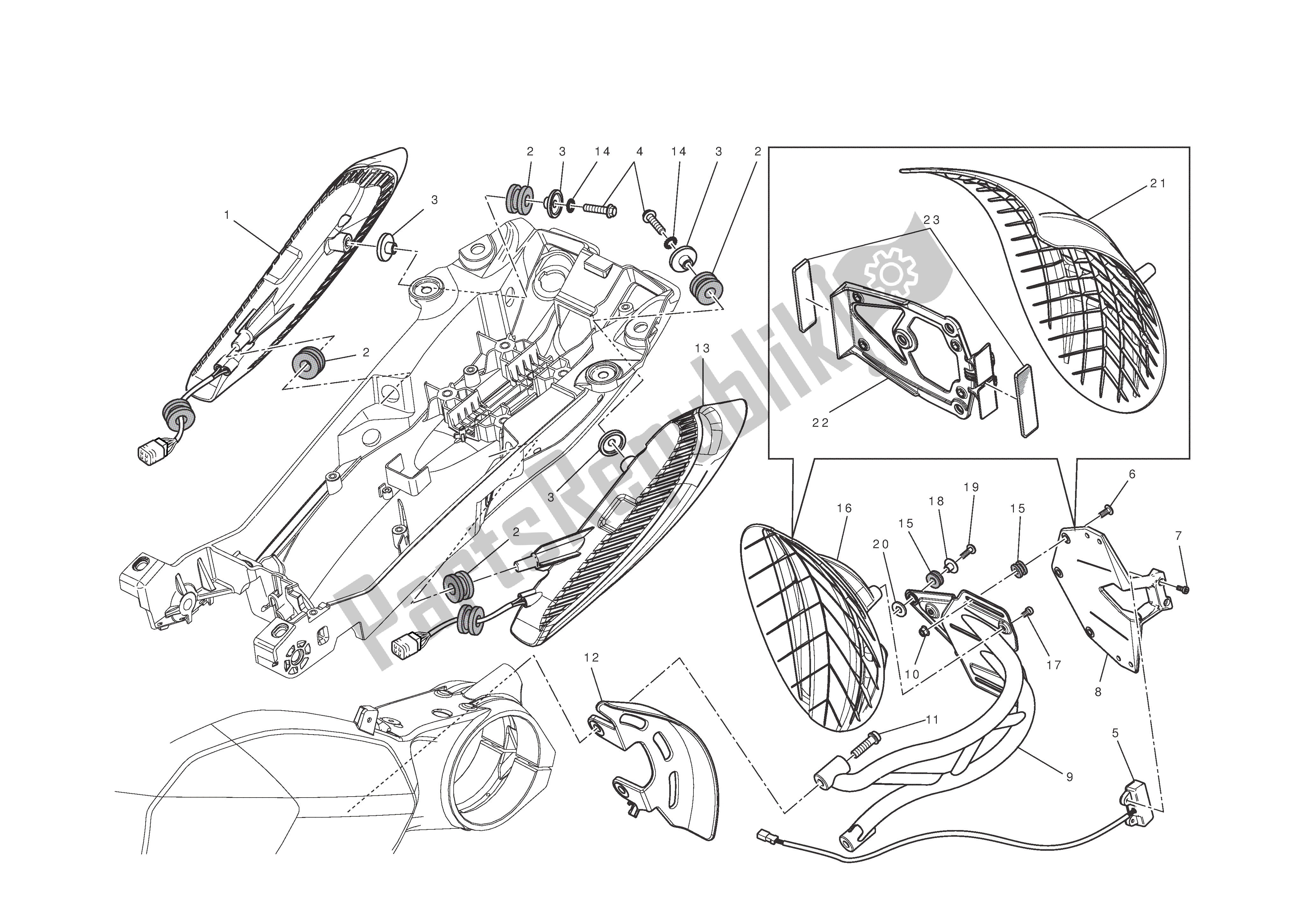 Alle onderdelen voor de Kentekenplaathouder - Achterlicht van de Ducati Diavel 1200 2011
