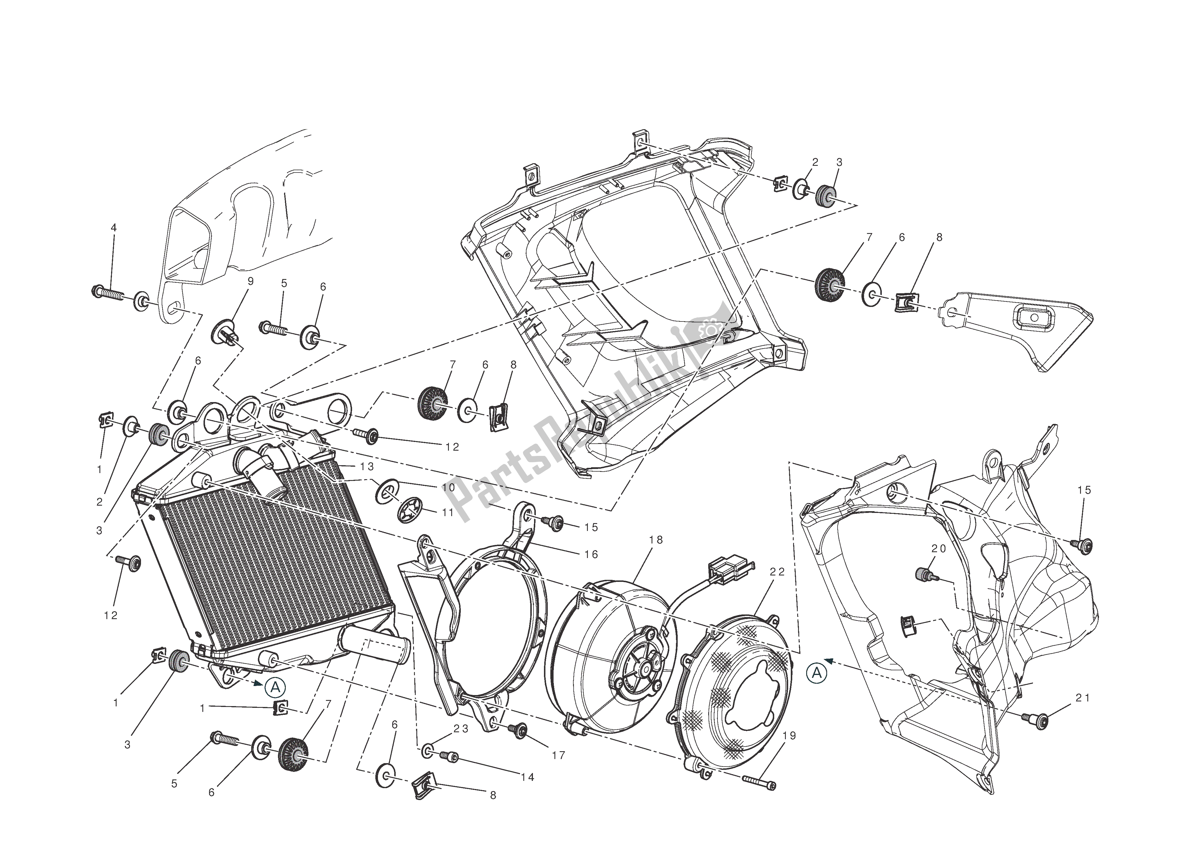 Todas las partes para Radiador (derecha) de Ducati Diavel 1200 2011