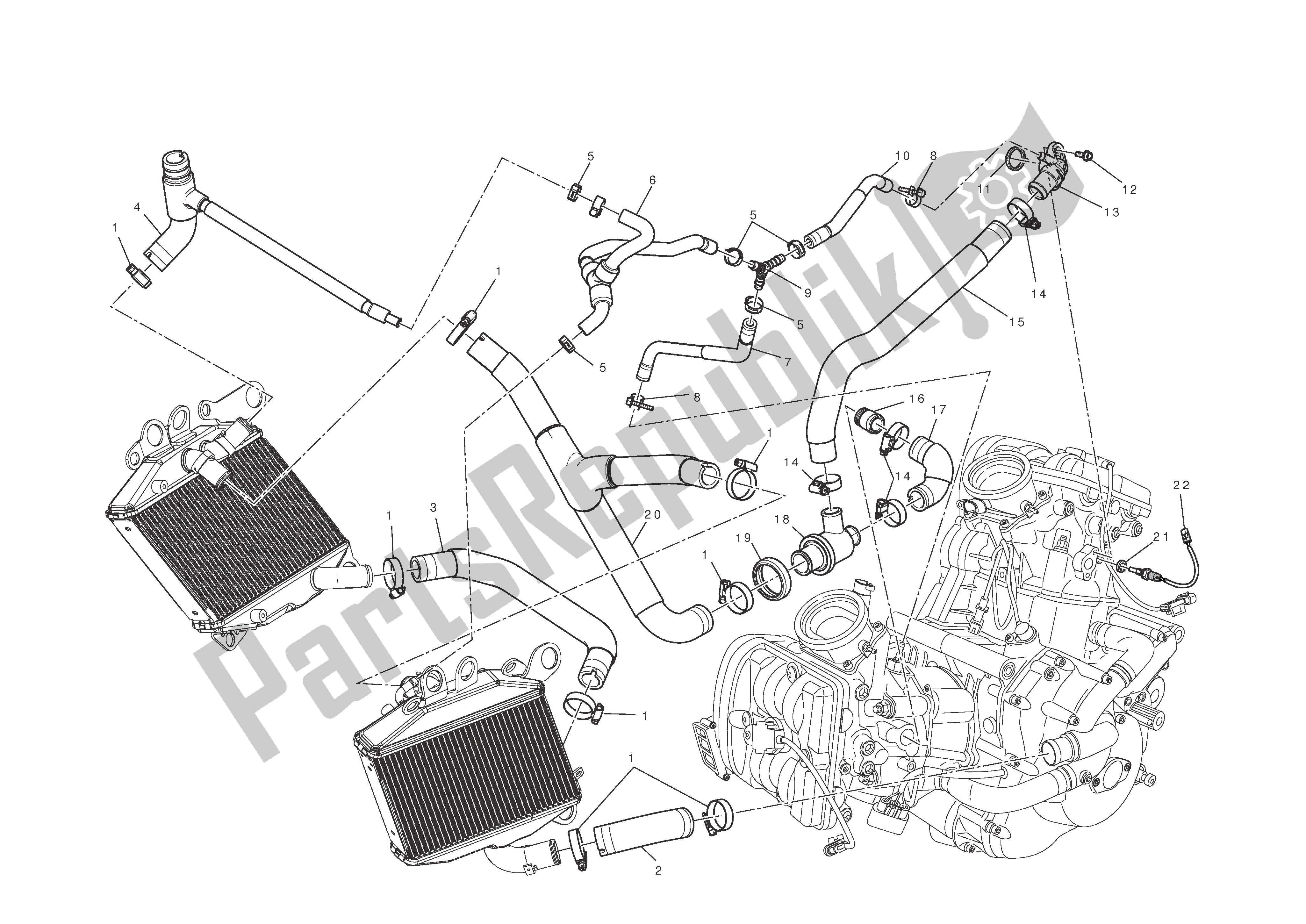 Todas las partes para Sistema De Refrigeración de Ducati Diavel 1200 2011