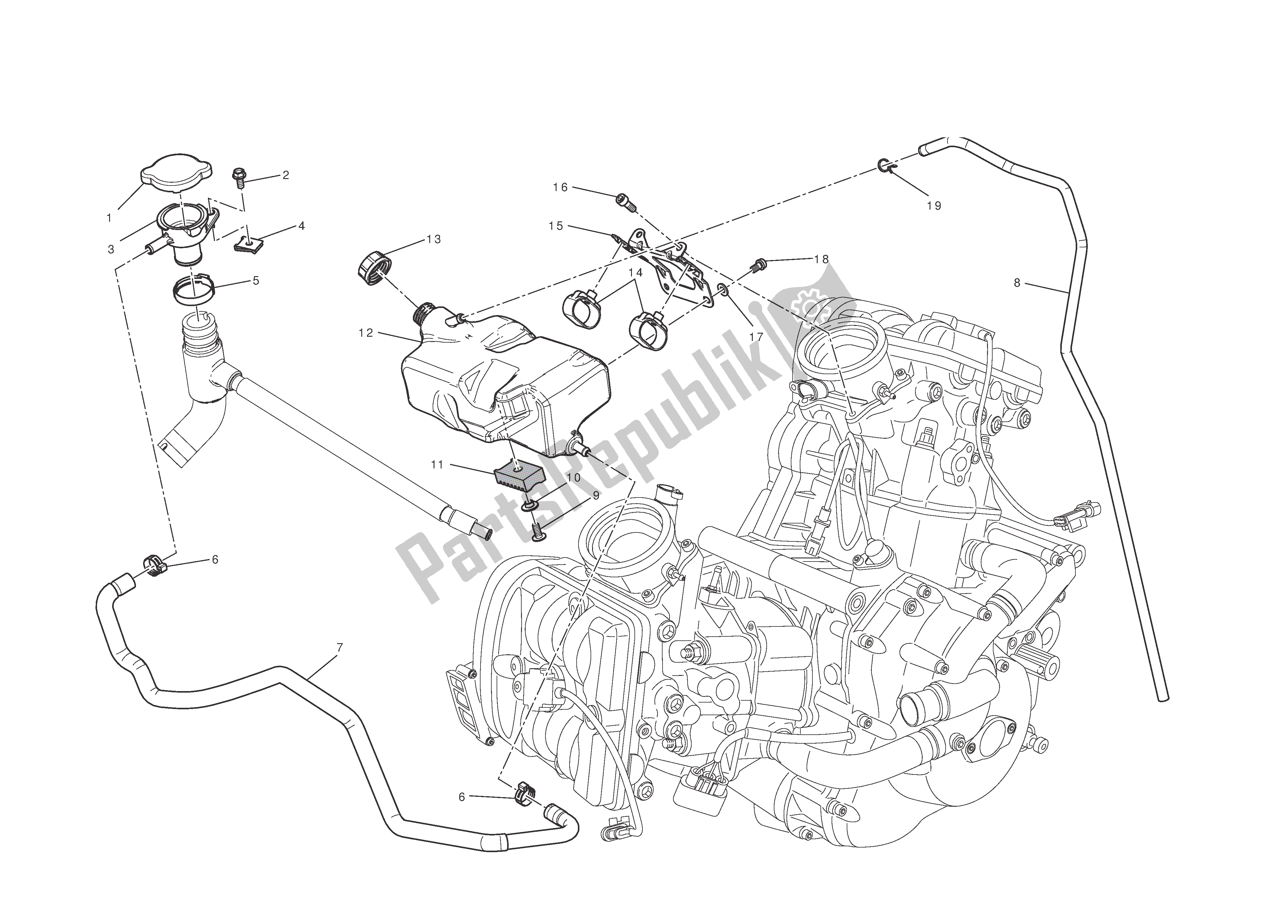 Alle onderdelen voor de Expansievat van de Ducati Diavel 1200 2011