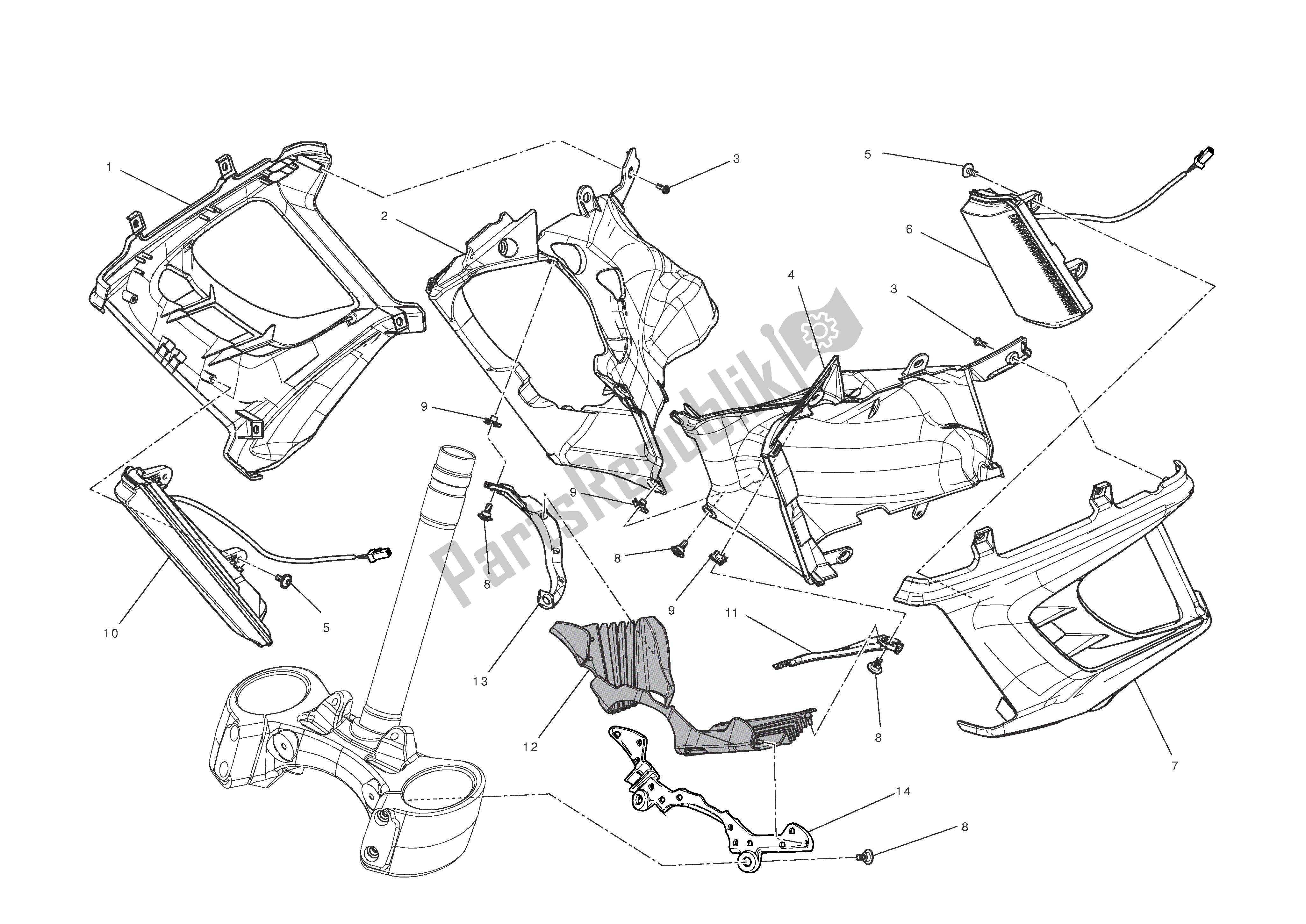 Todas las partes para Medio Carenado de Ducati Diavel 1200 2011