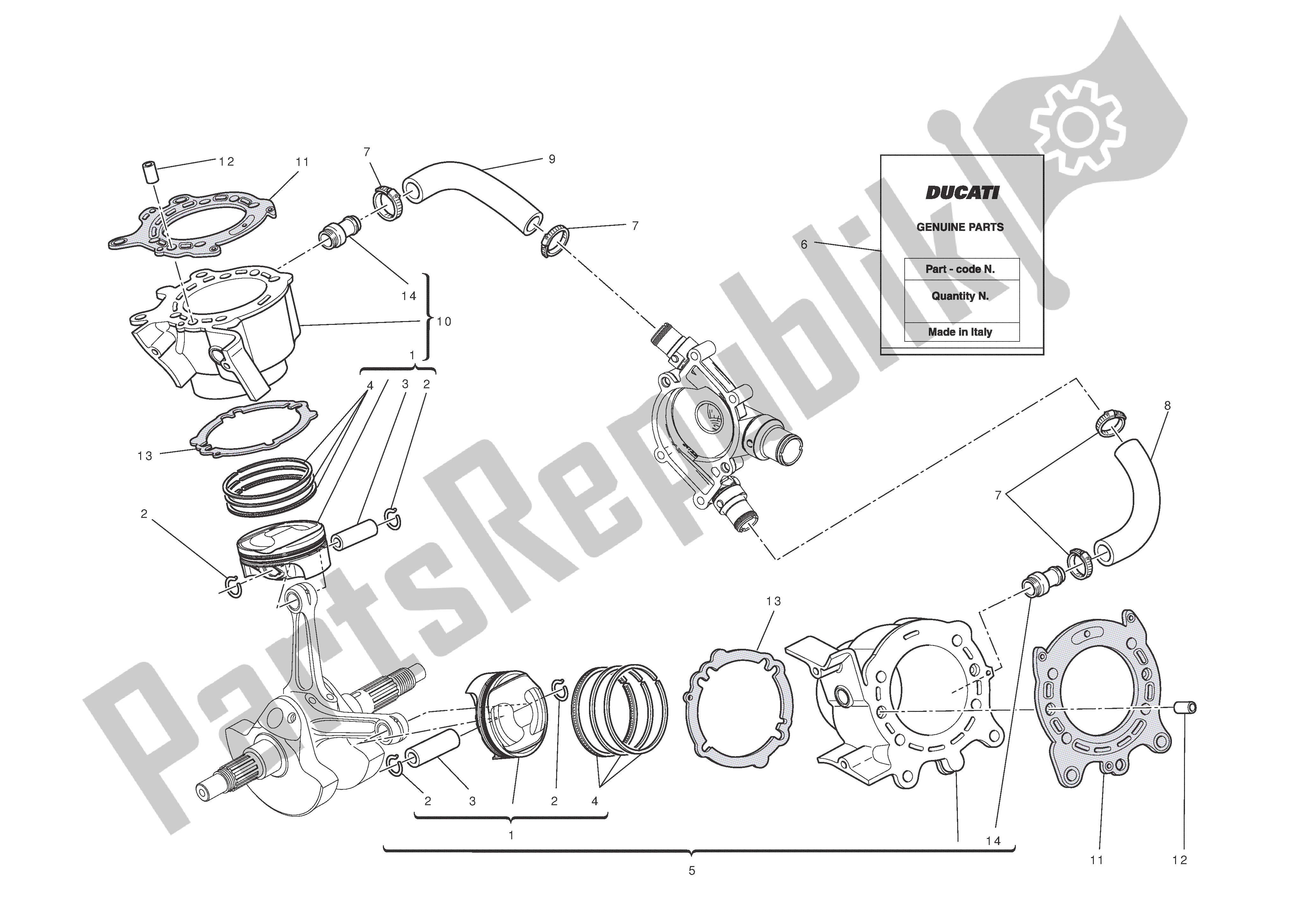 Alle onderdelen voor de Cilinders - Zuigers van de Ducati Diavel 1200 2011