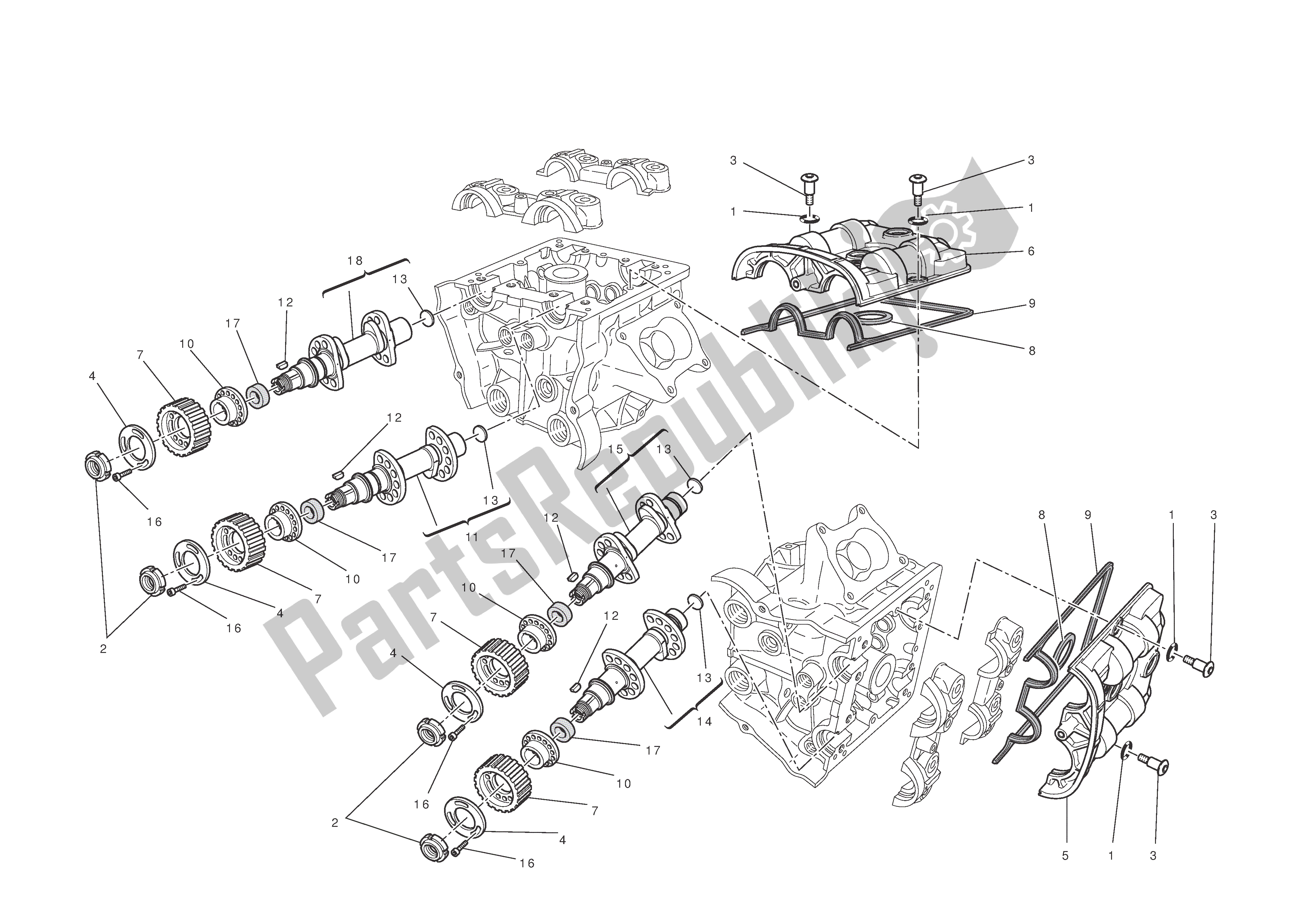 Alle onderdelen voor de Cilinderkop: Timingsysteem van de Ducati Diavel 1200 2011