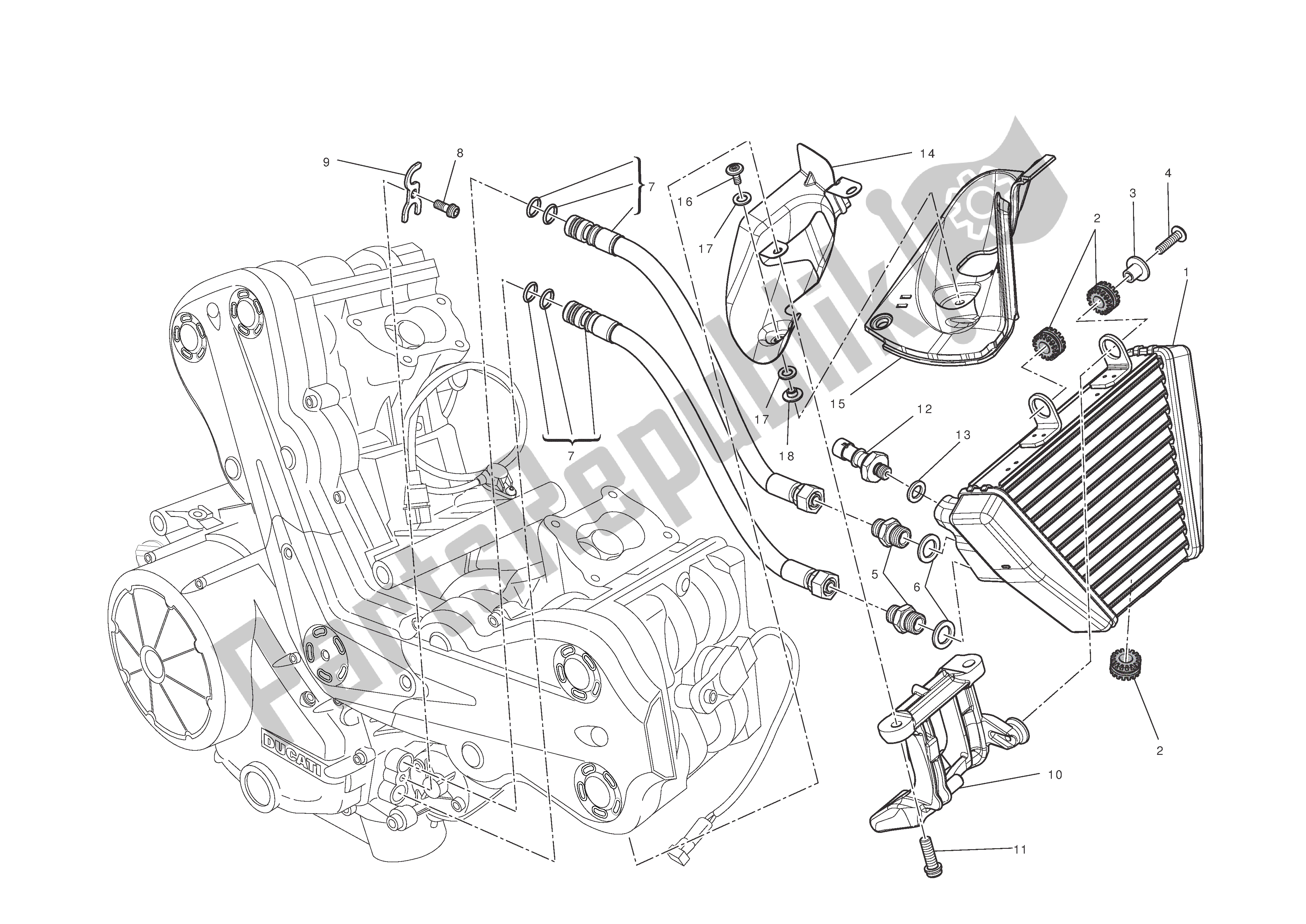 Alle onderdelen voor de Olie Koeler van de Ducati Diavel 1200 2011