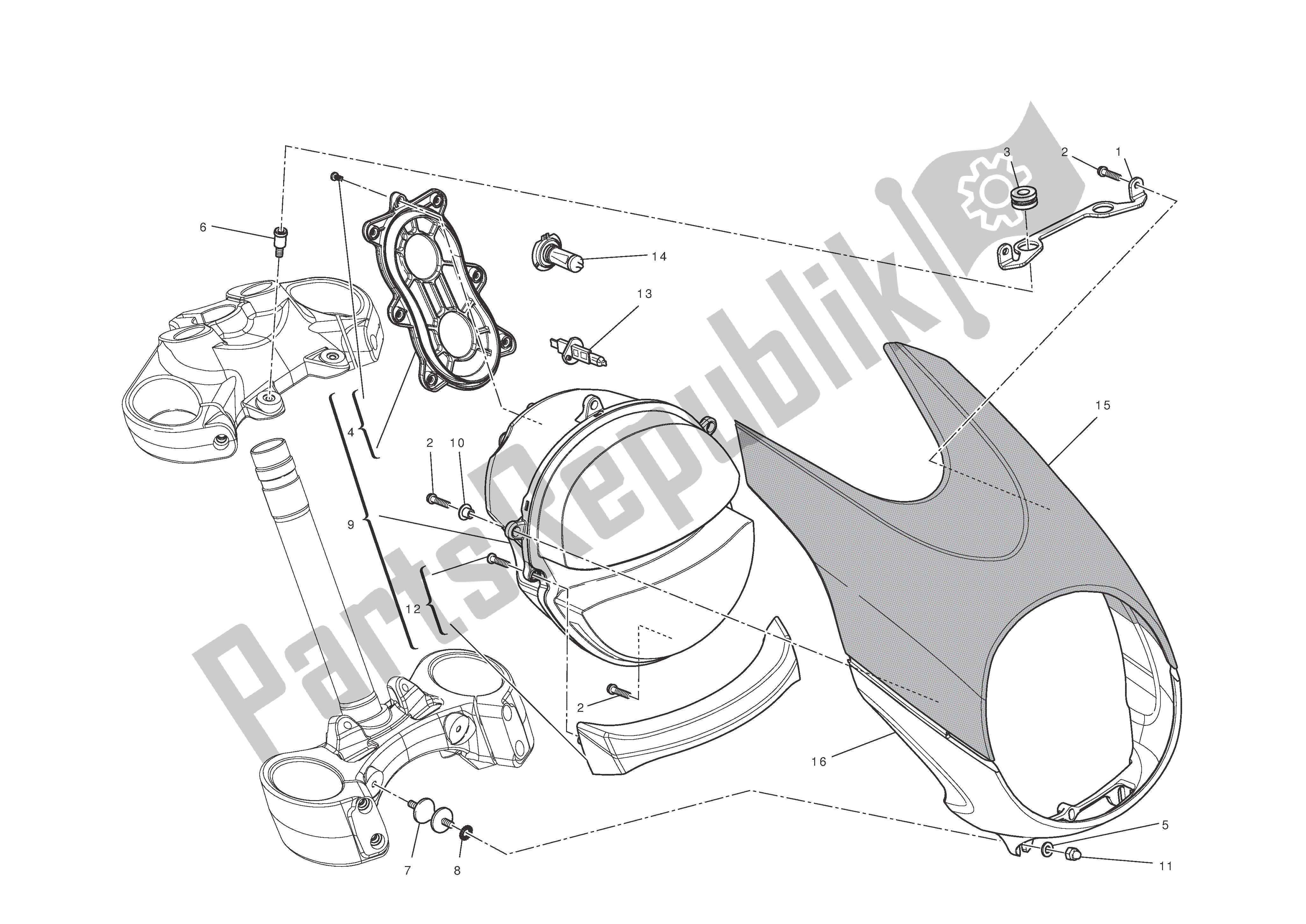 Alle onderdelen voor de Koplamp van de Ducati Diavel 1200 2011