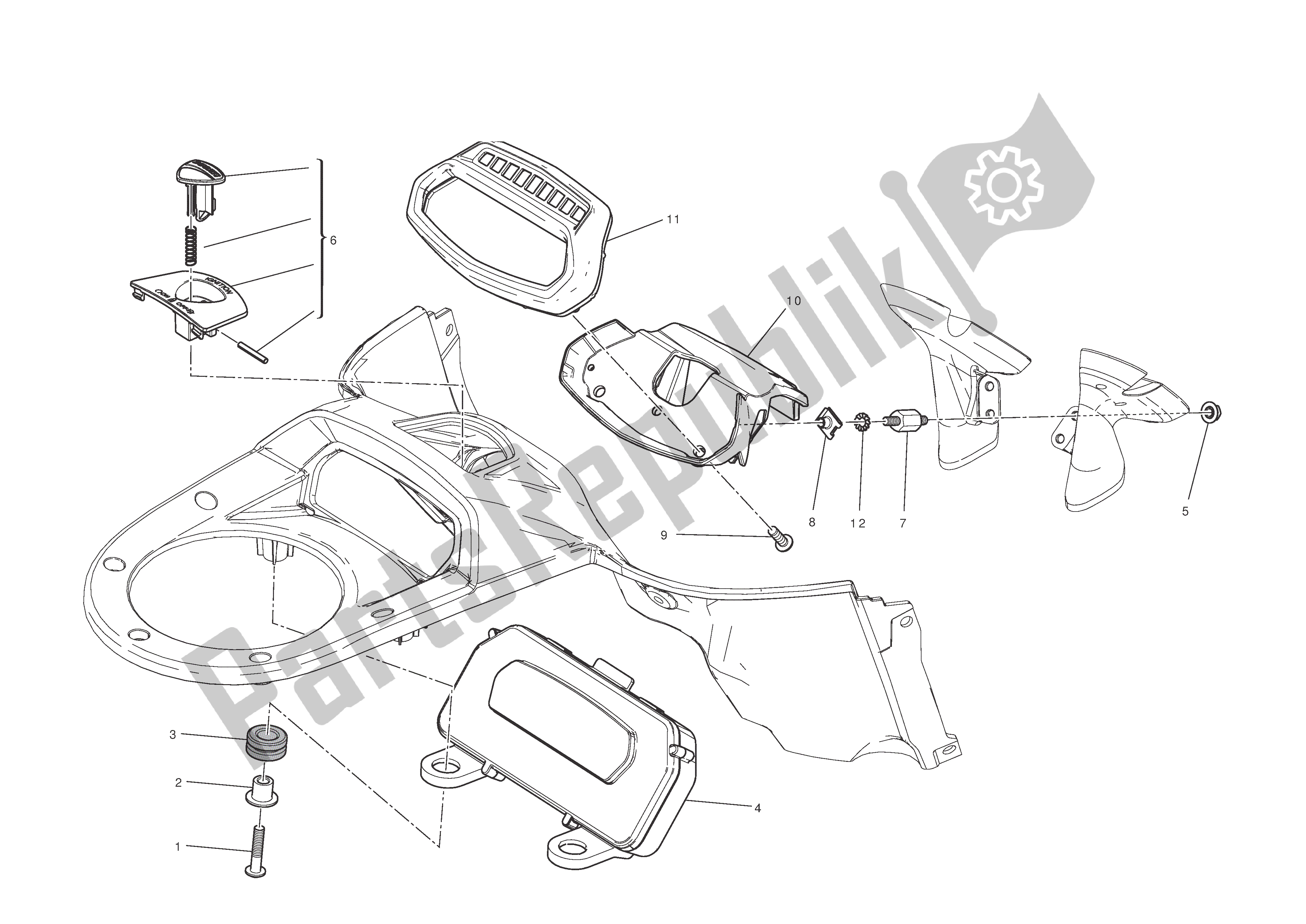 Alle onderdelen voor de Instrumentenpaneel van de Ducati Diavel 1200 2011