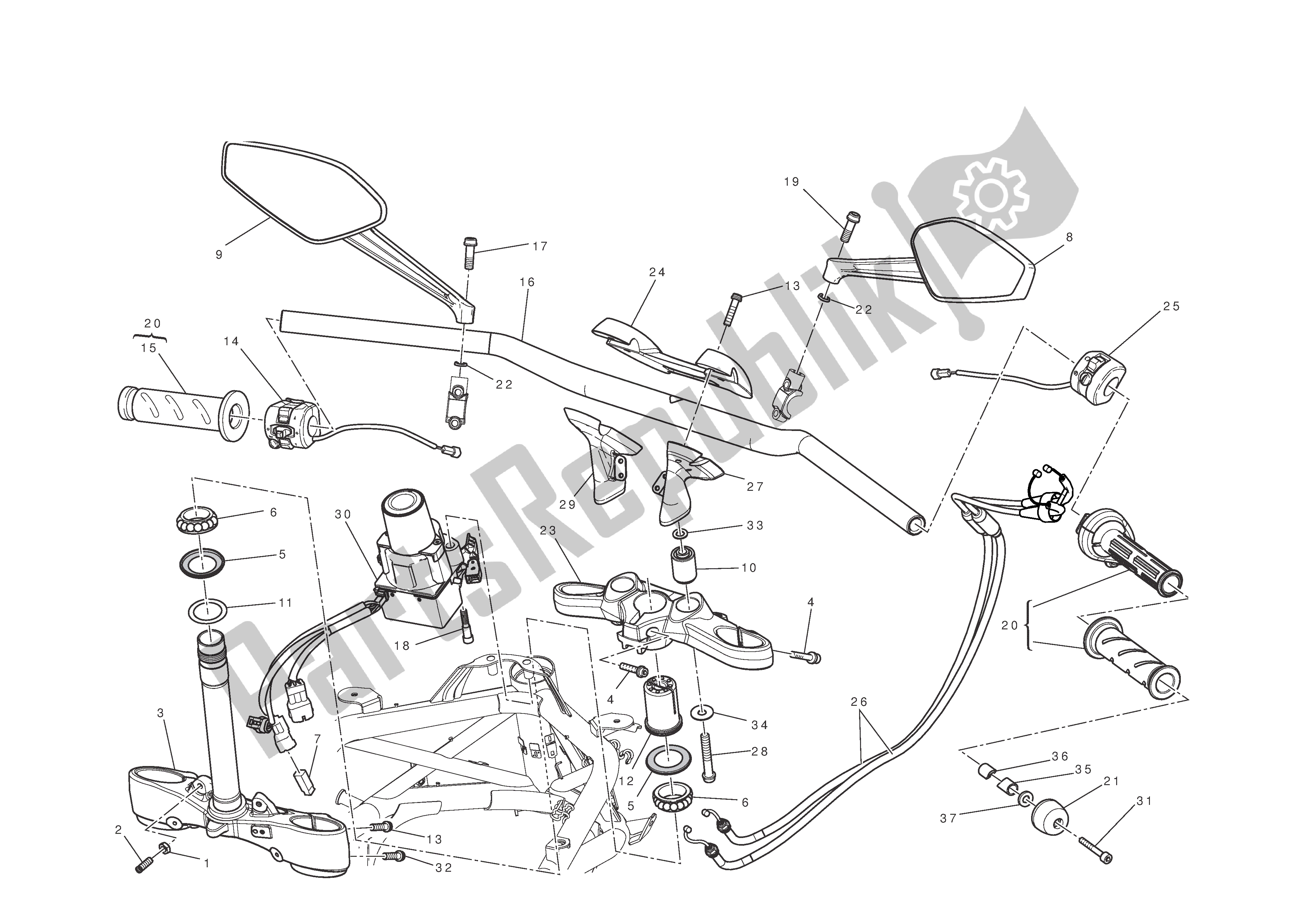 Alle onderdelen voor de Stuur En Bedieningselementen van de Ducati Diavel 1200 2011