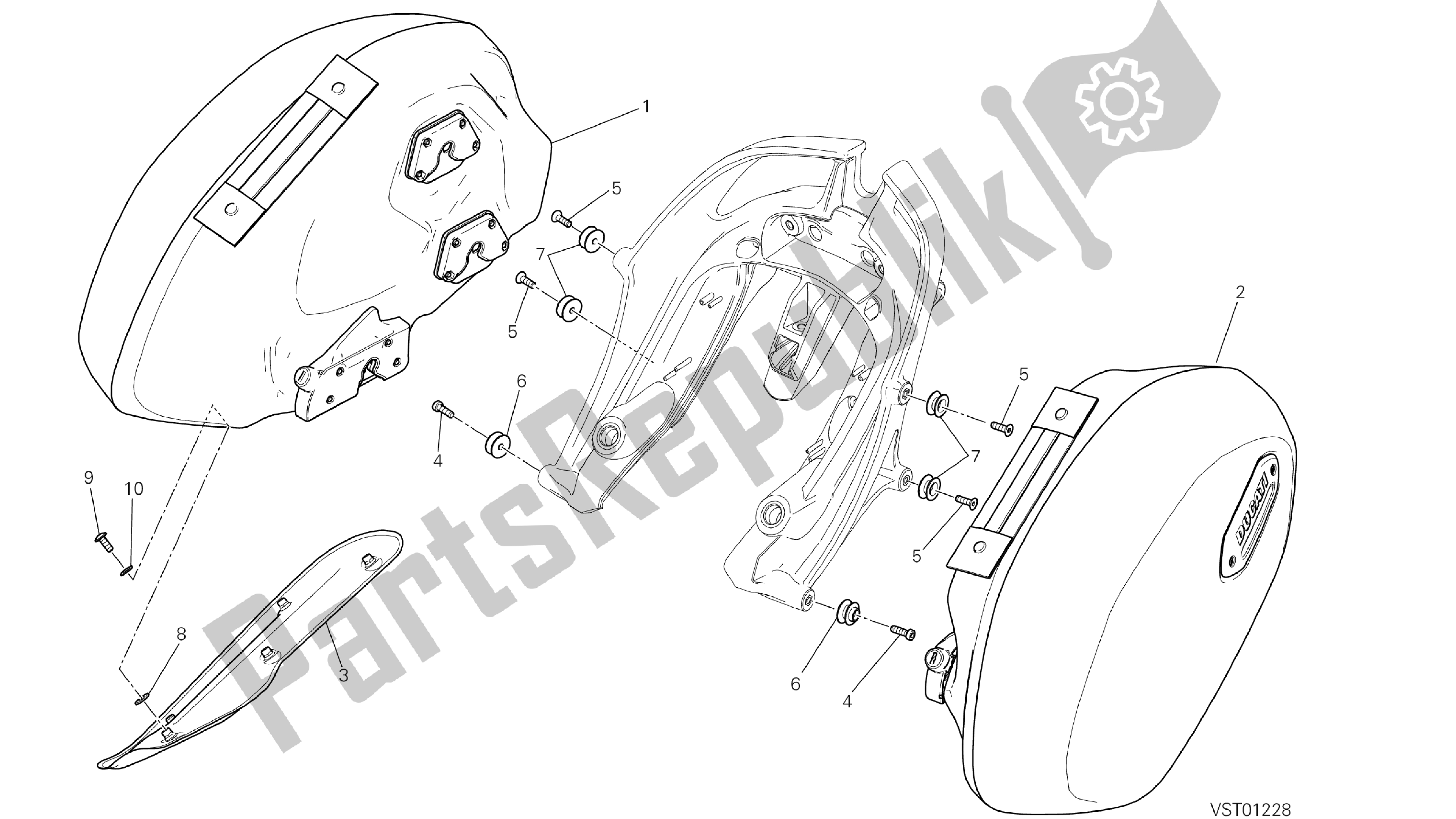 Alle onderdelen voor de Tekening 038 - S Ide Fietstassen [mod: Dvlt; Xst: Aus, Eu R, Fr A, J Ap] Group Fr Ame van de Ducati Diavel Strada 1200 2013
