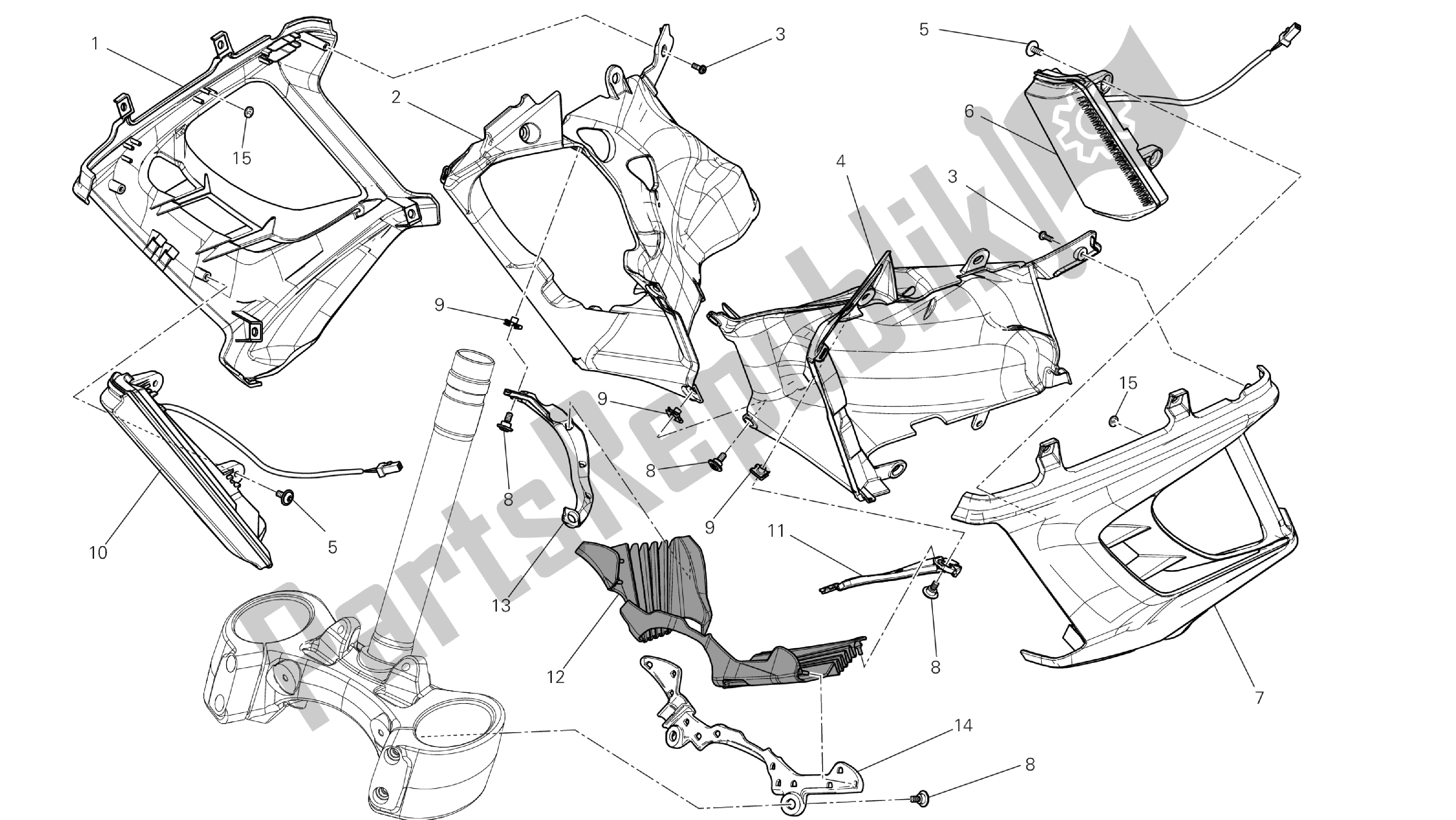 Todas las partes para Dibujo 34a - Cubierta, Radiador [mod: Dvlt; Xst: Aus, Eu R, Fr A, J Ap] Grupo Fr Ame de Ducati Diavel Strada 1200 2013