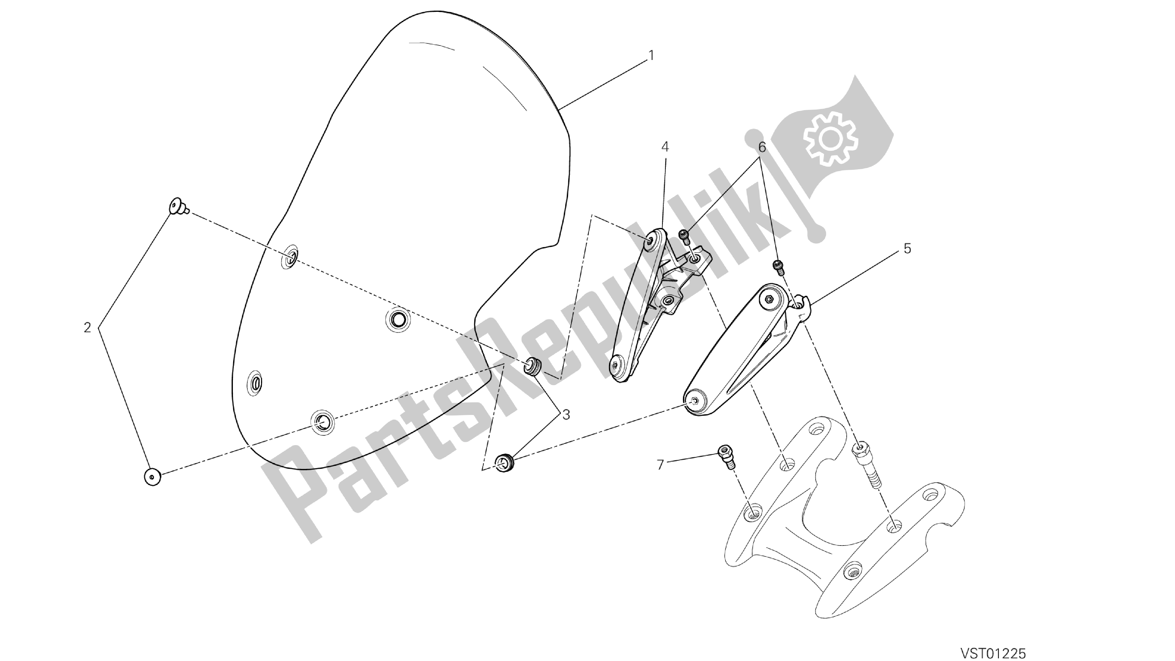 Todas las partes para Dibujo 37a - Parabrisas [mod: Dvlt; Xst: Aus, Eu R, Fr A, J Ap] Grupo Fr Ame de Ducati Diavel Strada 1200 2013