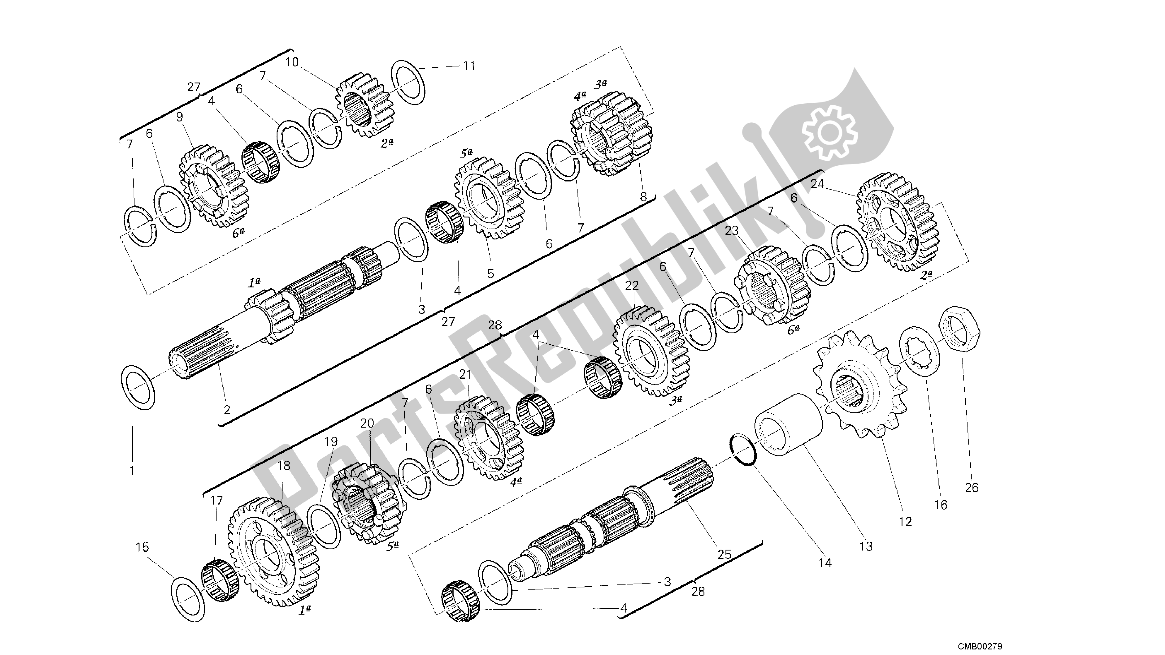 Todas las partes para Dibujo 003 - Caja De Cambios [mod: Dvlt; Xst: Aus, Eu R, Fr A, J Ap] Grupo Engi Ne de Ducati Diavel Strada 1200 2013