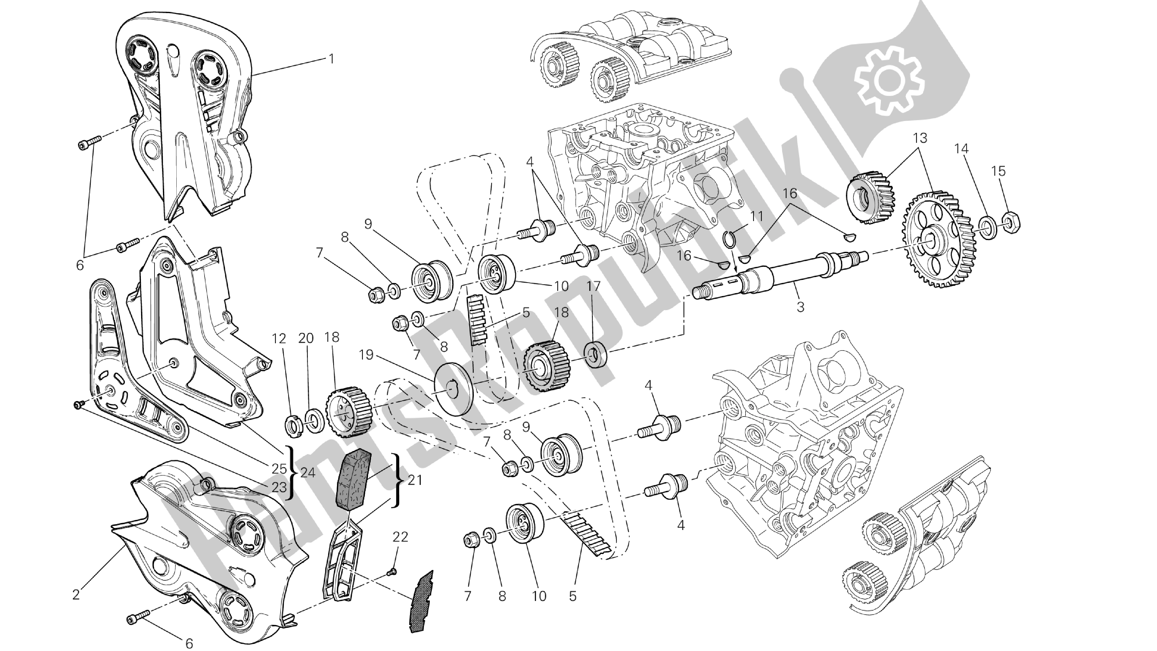 Alle onderdelen voor de Tekening 008 - Distribuzione [mod: Dvlt; Xst: Aus, Eu R, Fr A, J Ap] Groep Engi Ne van de Ducati Diavel Strada 1200 2013
