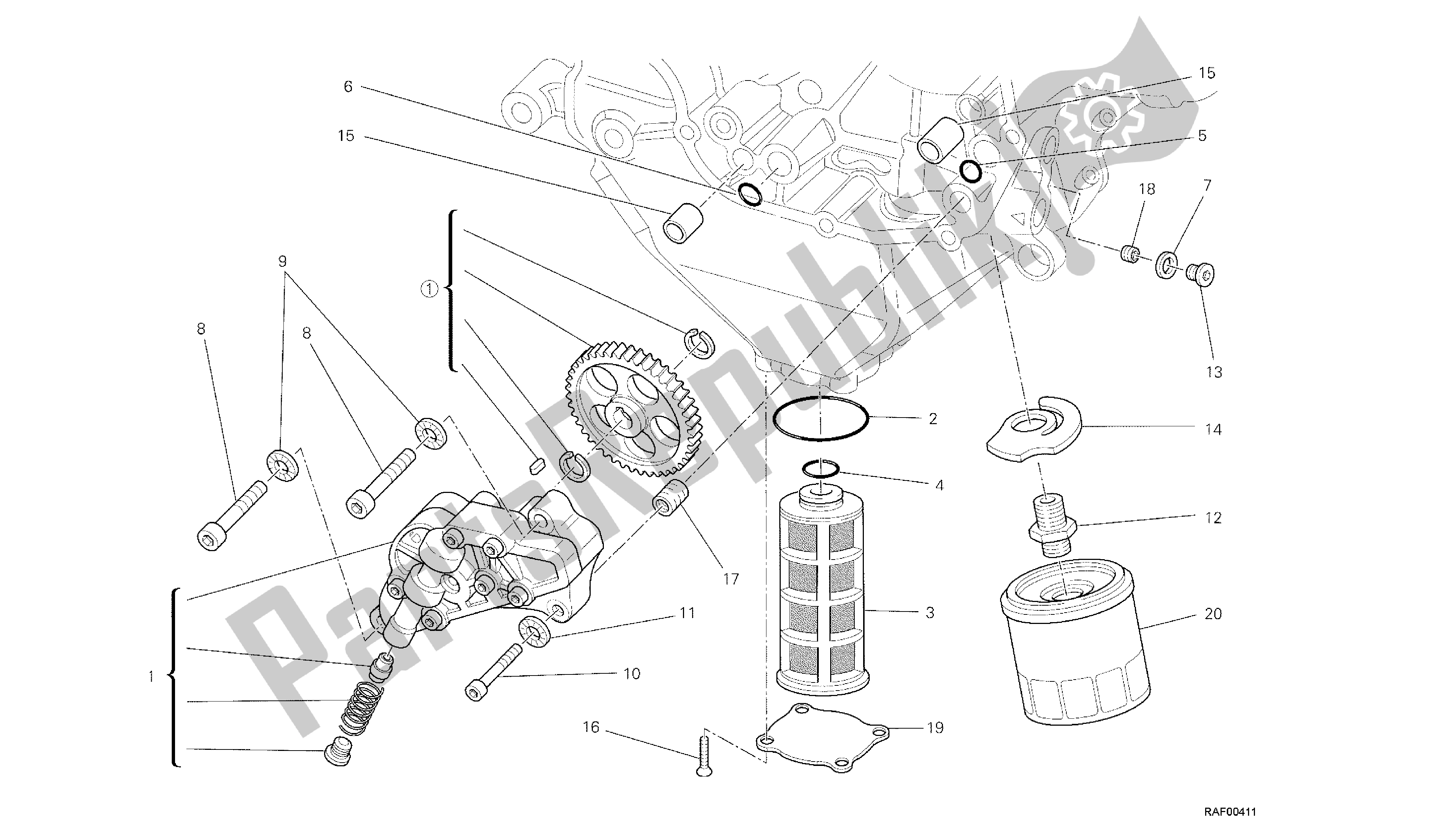 Todas las partes para Dibujo 009 - Filtri E Pompa Olio [mod: Dvlt; Xst: Aus, Eu R, Fr A, J Ap] Grupo Engi Ne de Ducati Diavel Strada 1200 2013