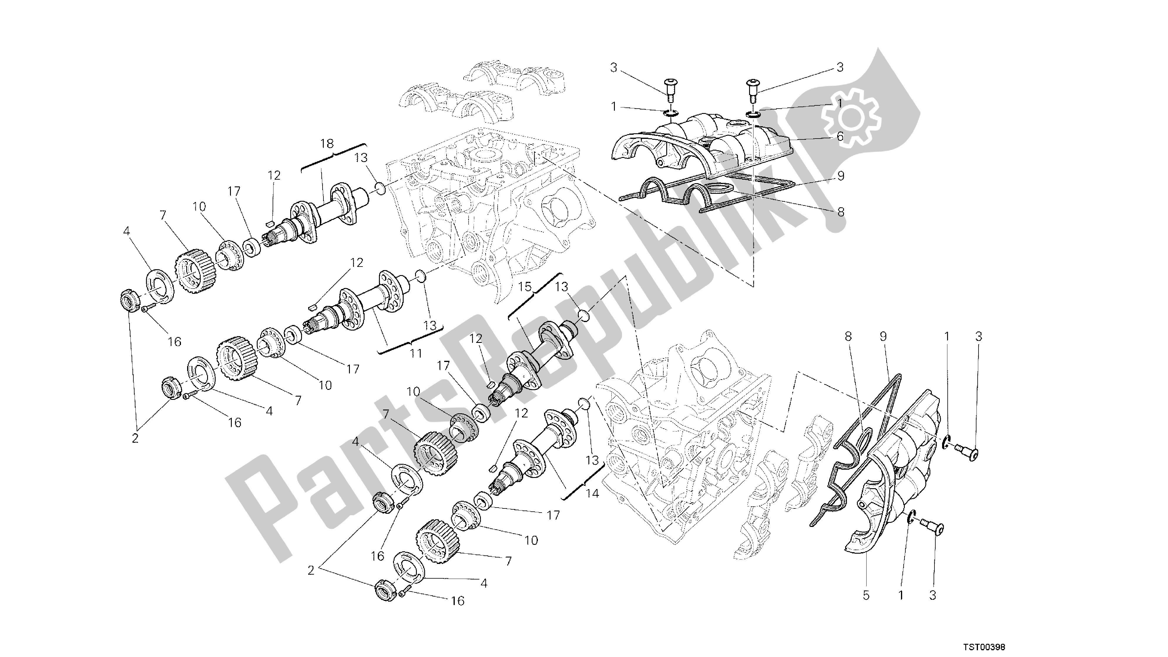 Todas las partes para Dibujo 013 - árbol De Levas [mod: Dvlt; Xst: Aus, Eu R, Fr A, J Ap] Grupo Engi Ne de Ducati Diavel Strada 1200 2013