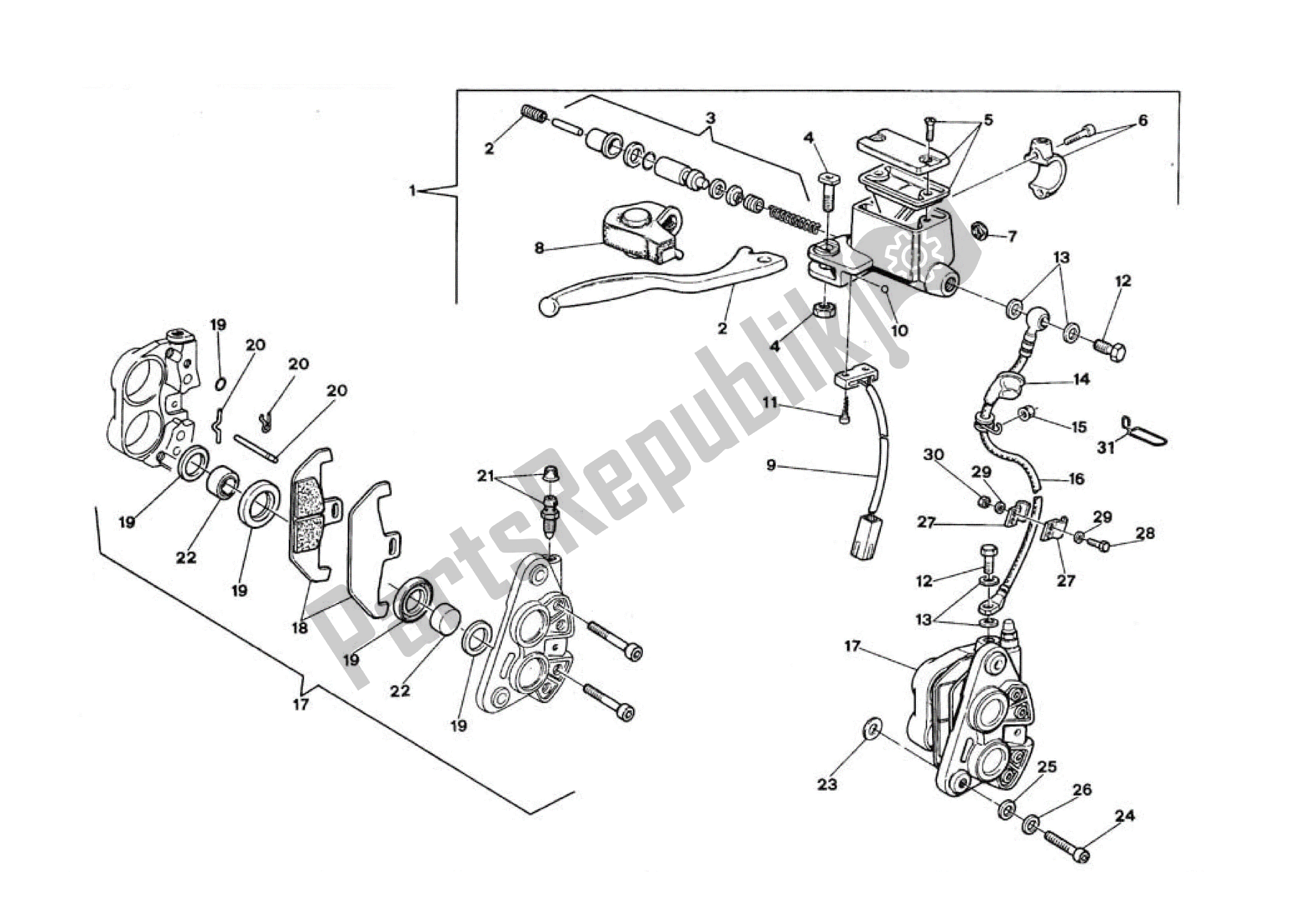 All parts for the Ront of the Ducati Indiana 350-650 1986 - 1990
