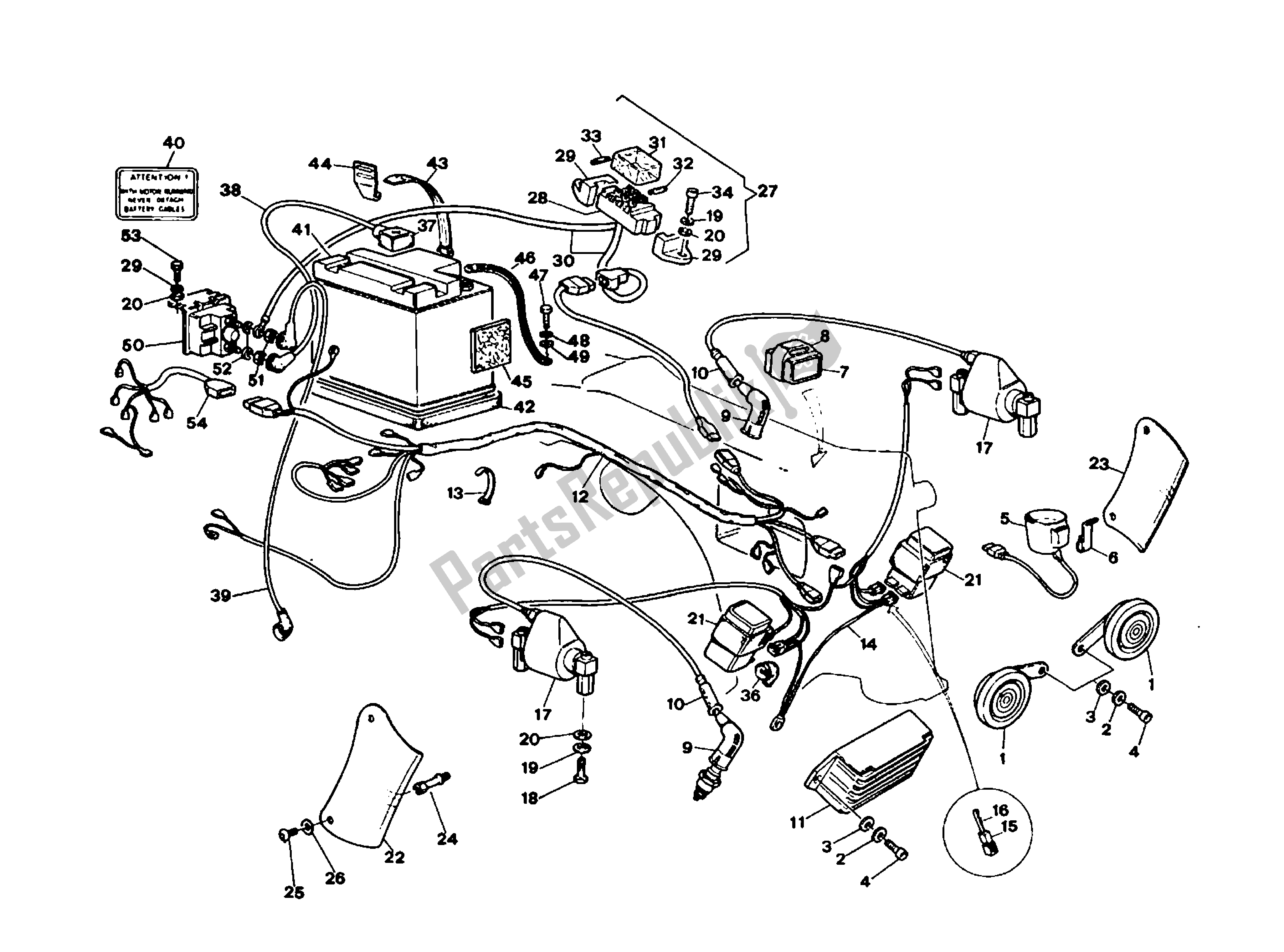 Alle onderdelen voor de Elektrisch Systeem van de Ducati Indiana 350 1986 - 1987