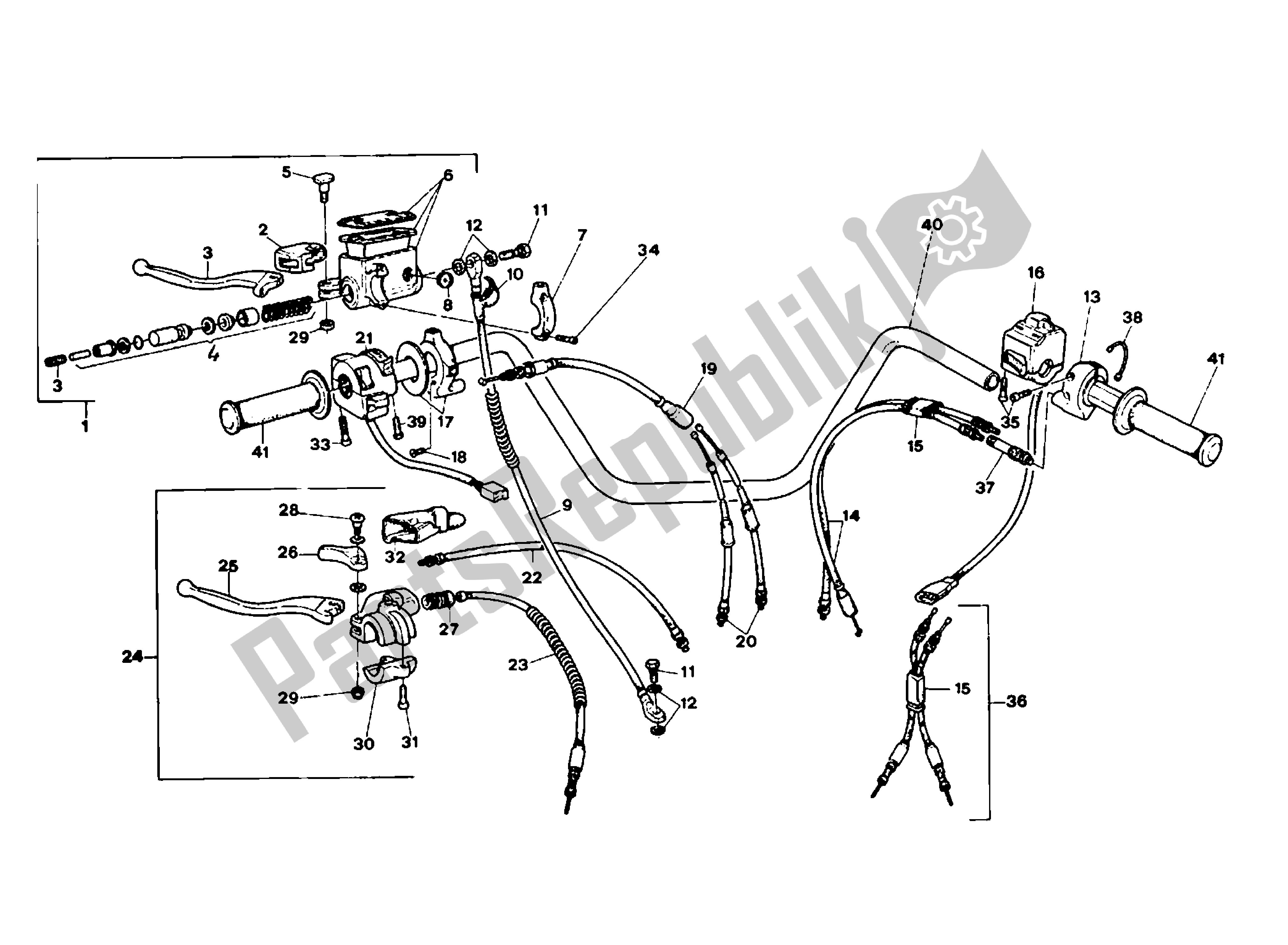 All parts for the Handlebar And Controls of the Ducati Indiana 350 1986 - 1987