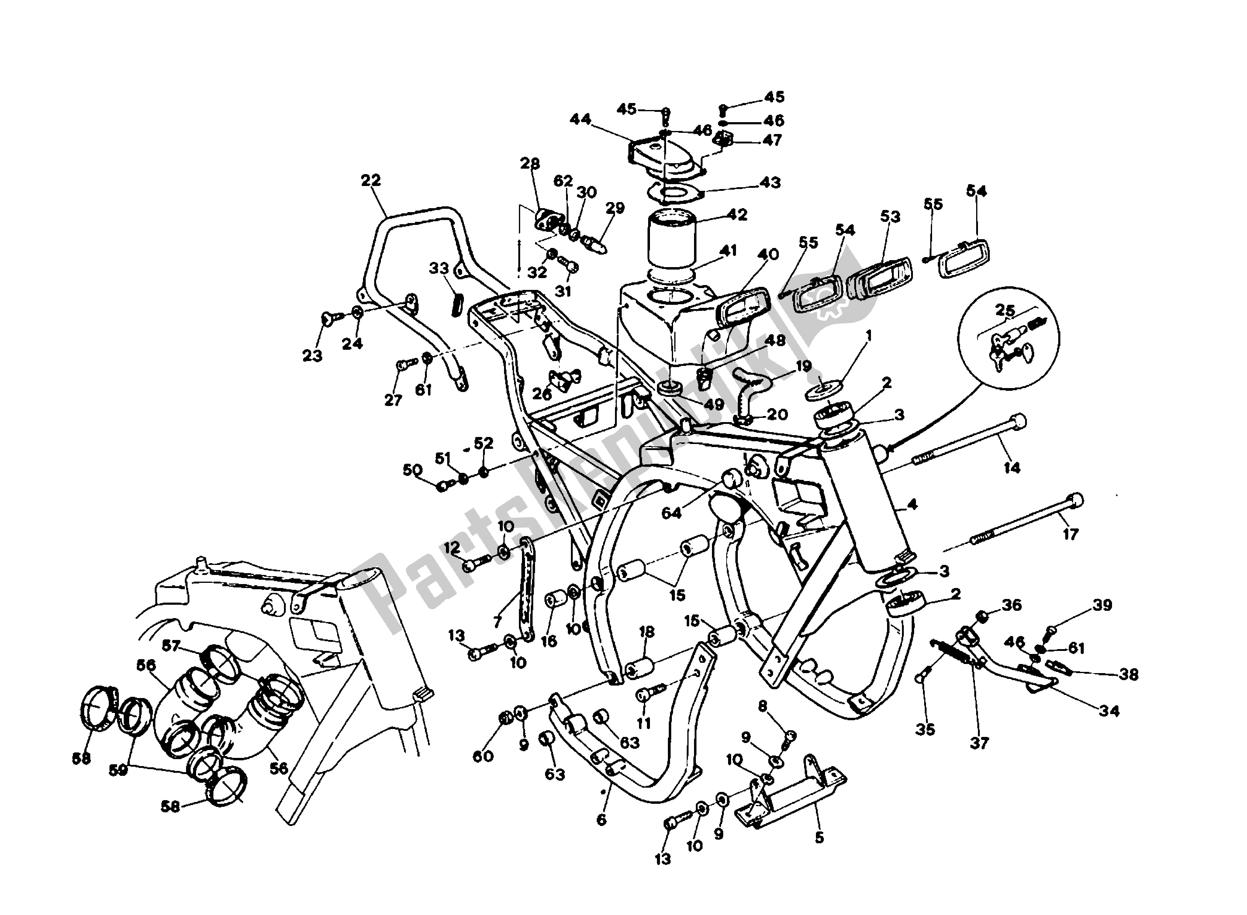 Todas as partes de Quadro - Caixa De Ar E Filtro do Ducati Indiana 650 1986 - 1987