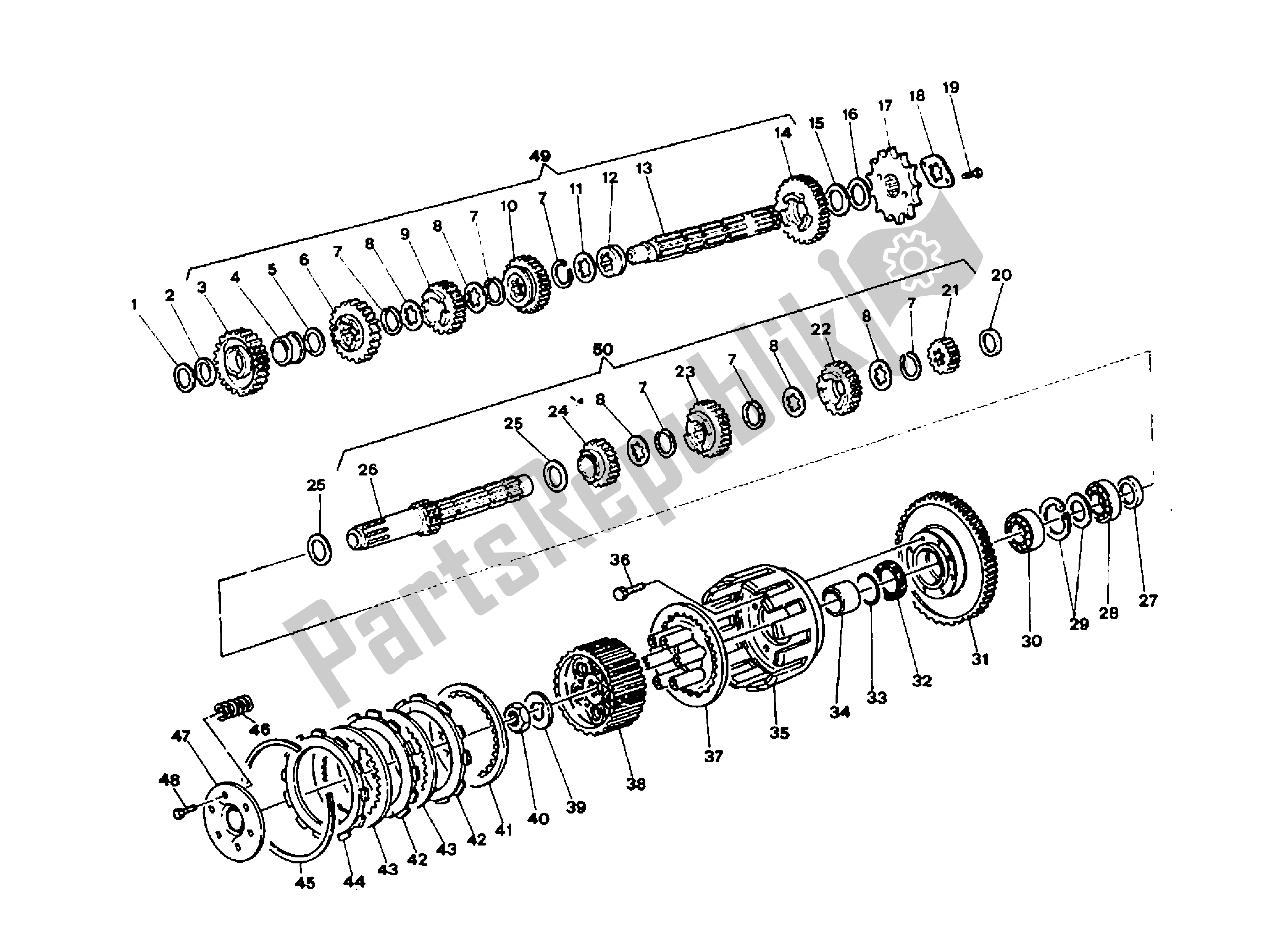 All parts for the Gearchange - Clutch of the Ducati Indiana 650 1986 - 1987