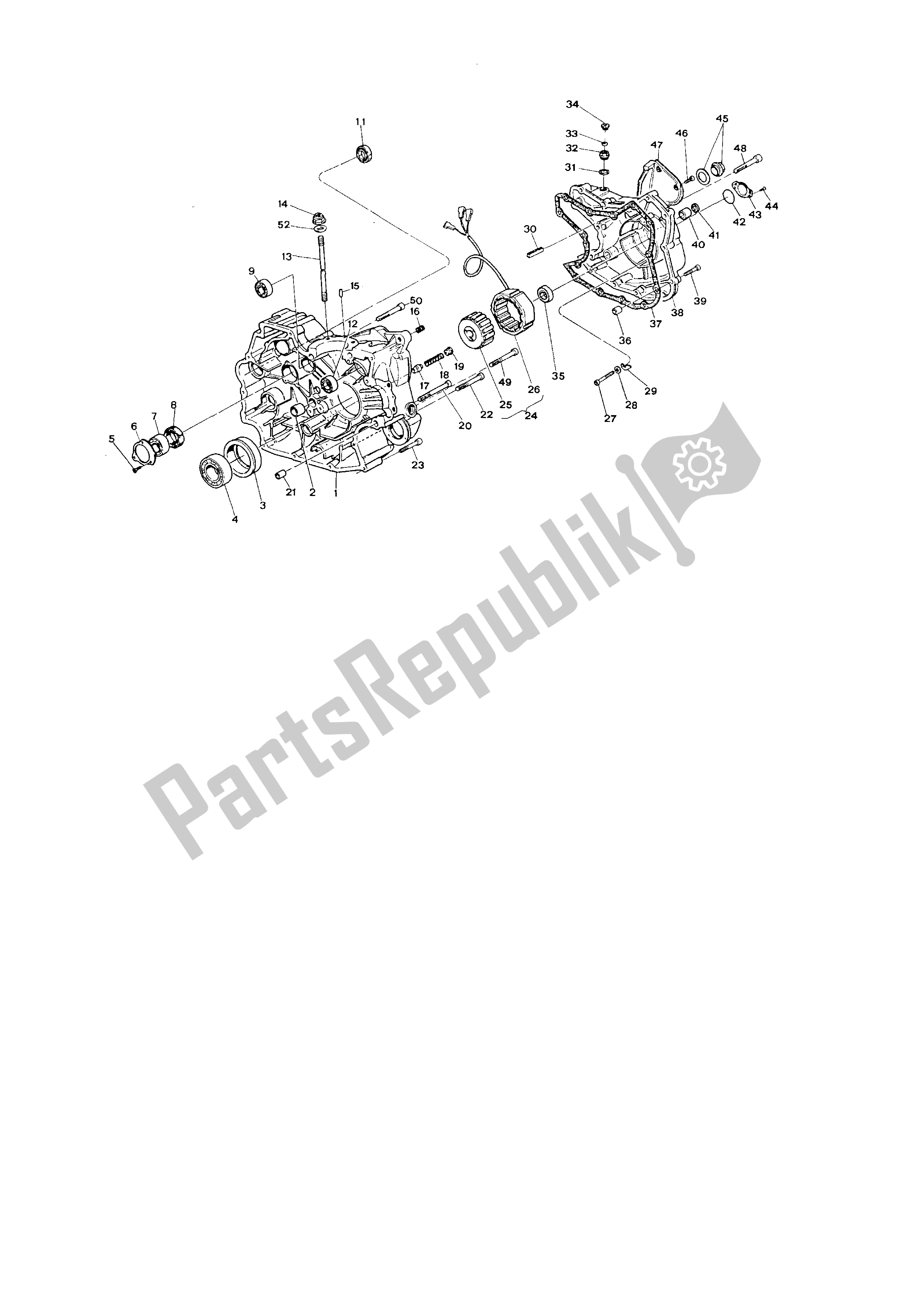 Todas as partes de Cárter Lateral Da Corrente E Alternador do Ducati Paso 750 1986 - 1988