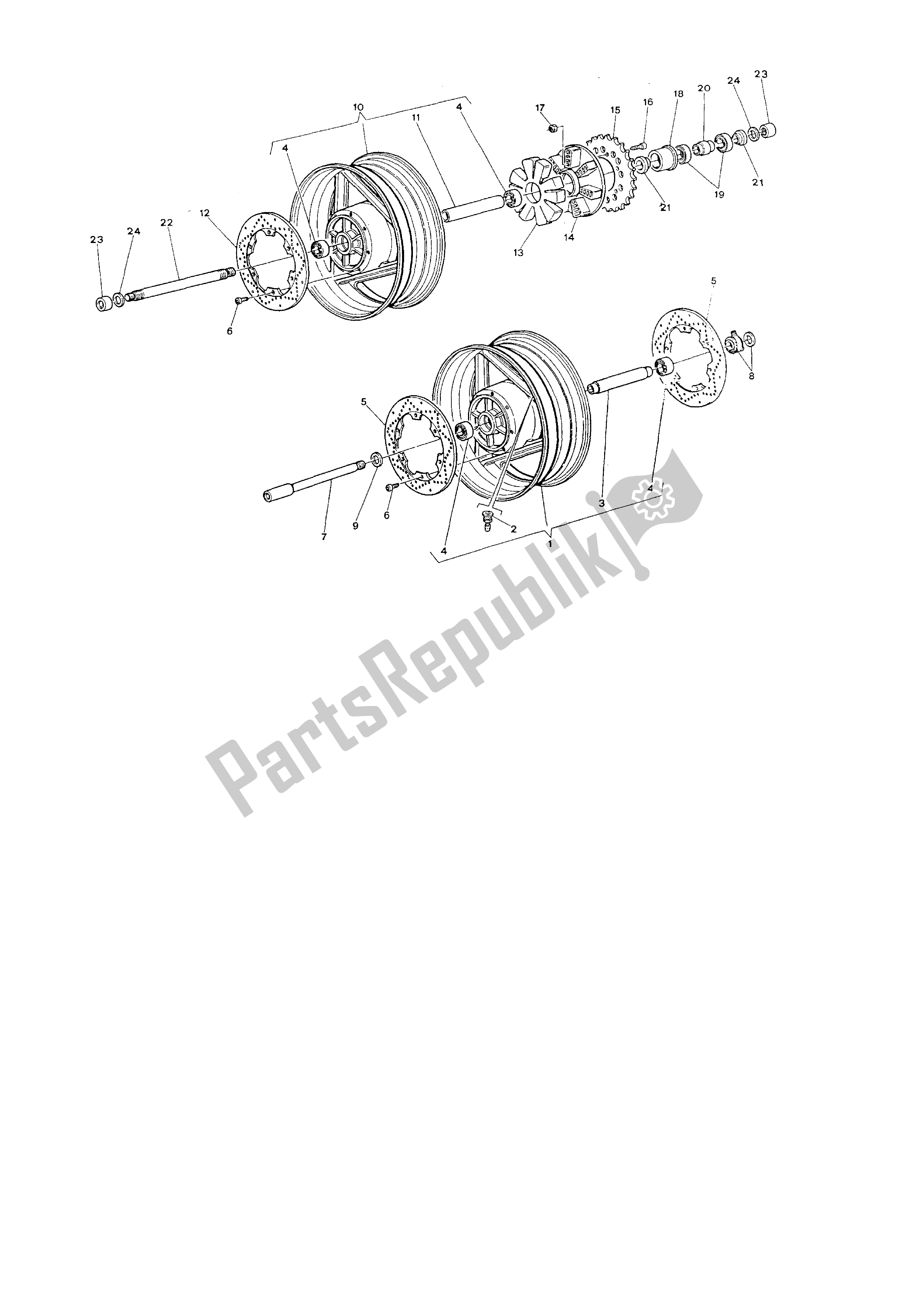 All parts for the Front And Rear Wheels ? Of the Ducati Paso 750 1986 - 1988