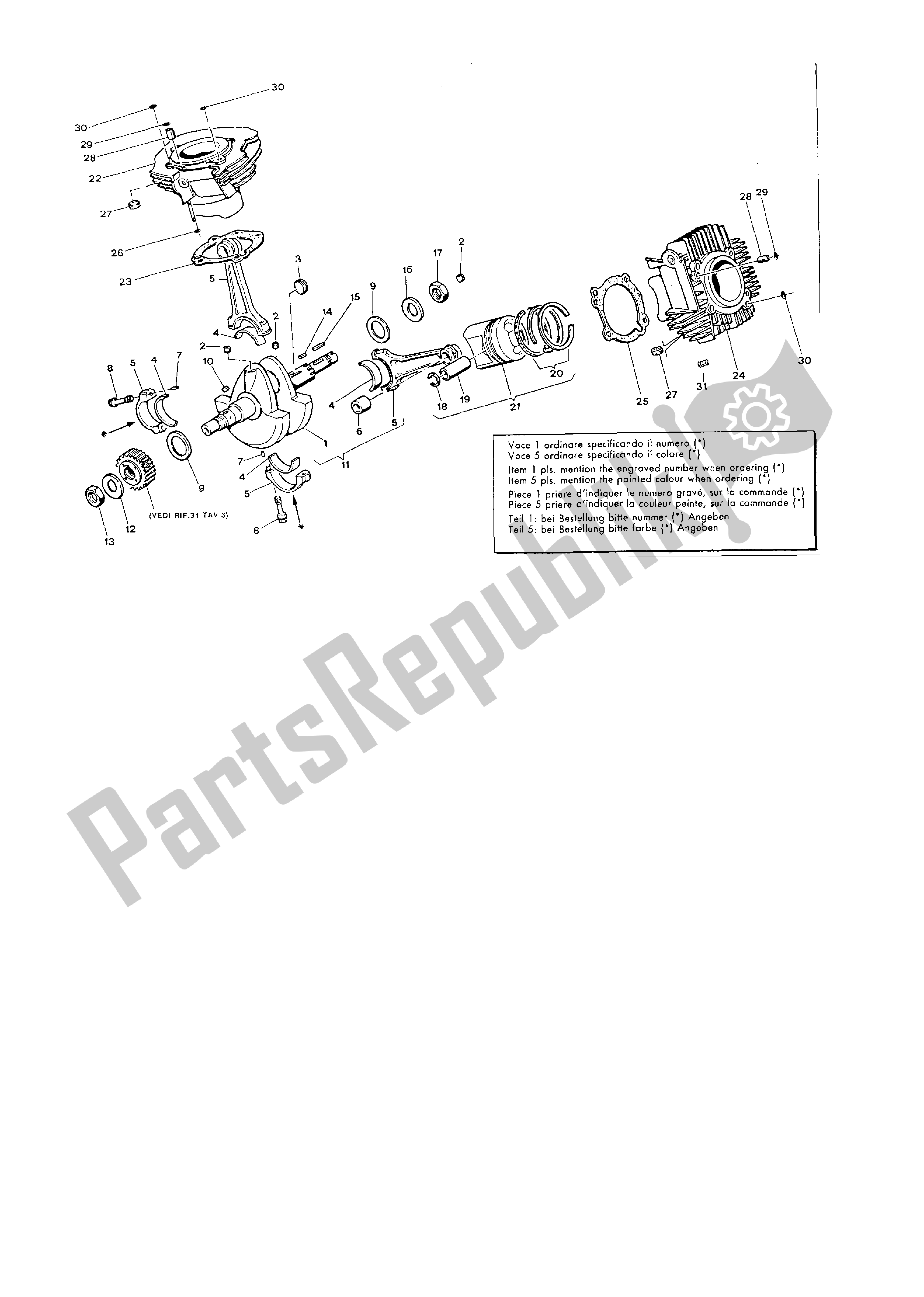 All parts for the Cylinders - Crankshaft of the Ducati Paso 750 1986 - 1988