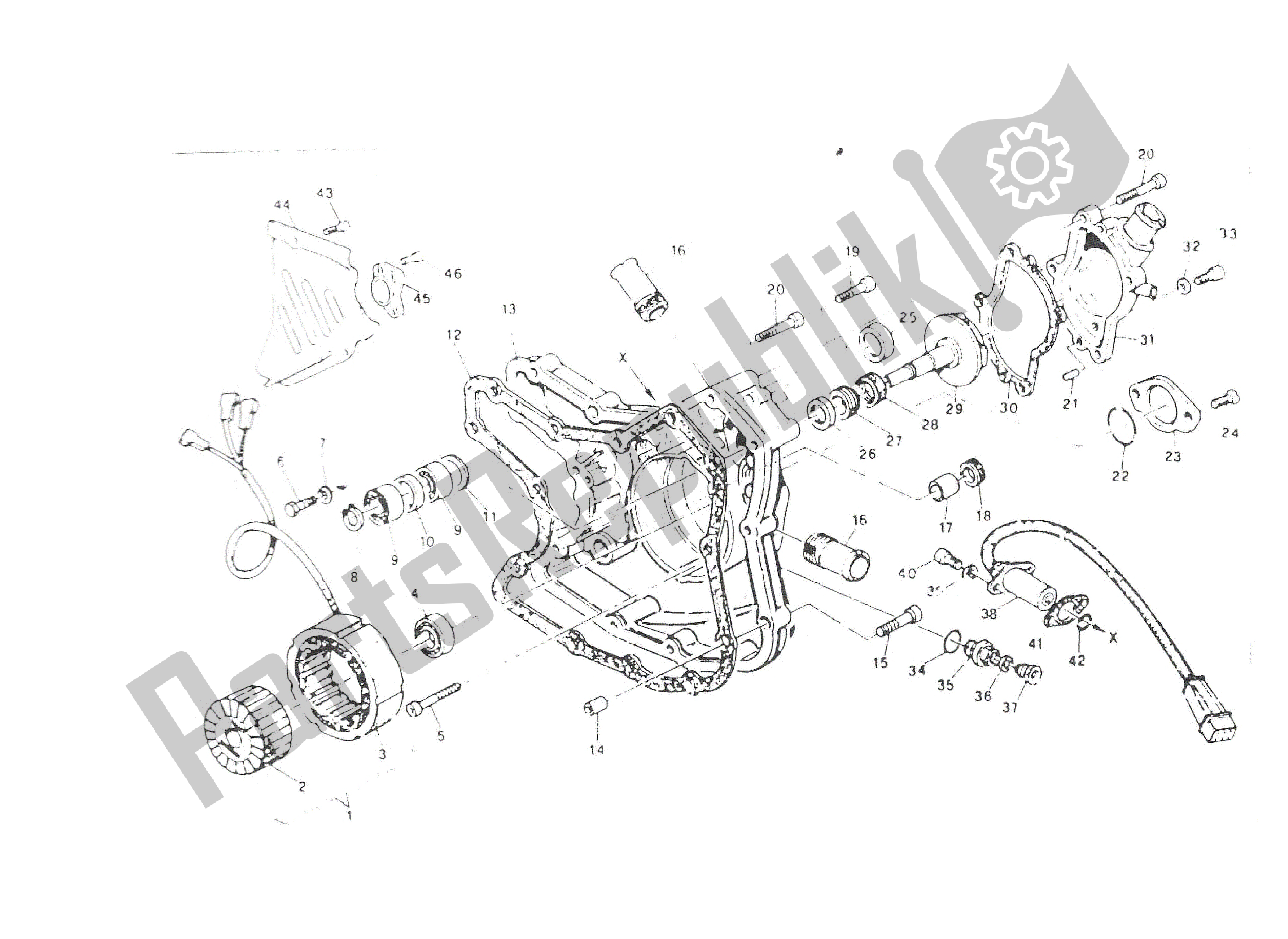 Tutte le parti per il Pompa Acqua - Coperchio Alternatore del Ducati Paso 906 1988 - 1989