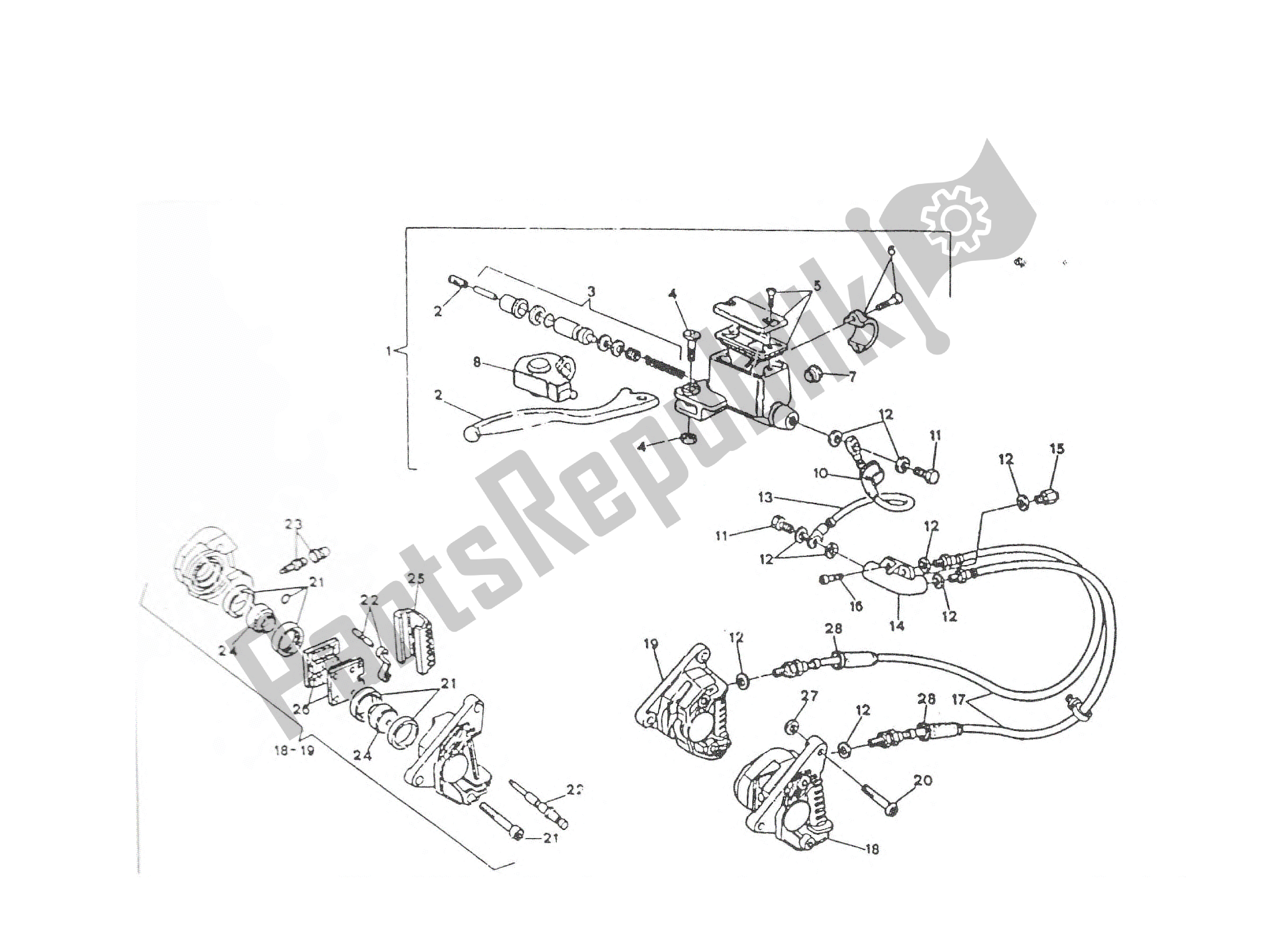 Tutte le parti per il Freno Idraulico Anteriore del Ducati Paso 906 1988 - 1989