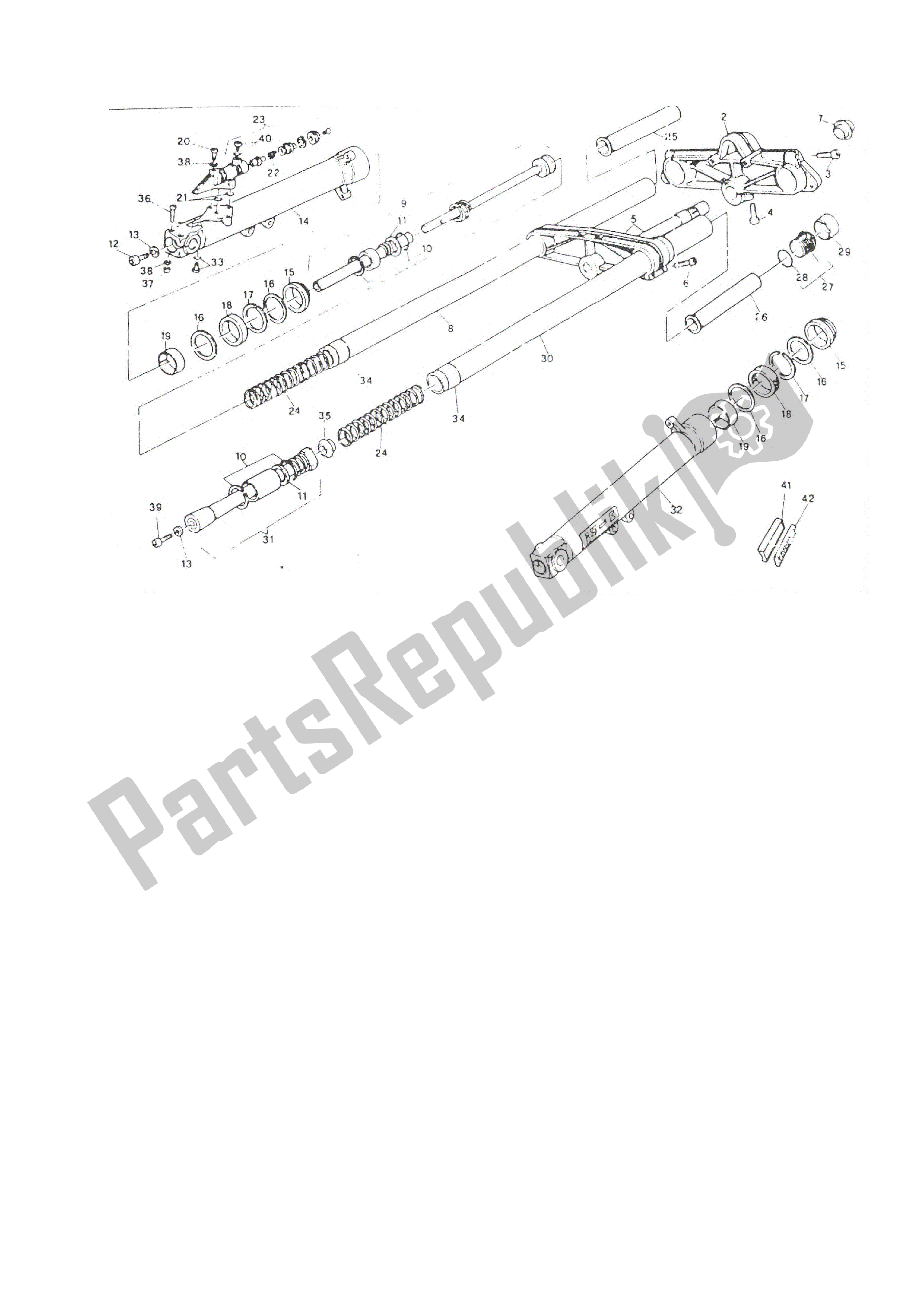 All parts for the Front Fork of the Ducati Paso 906 1988 - 1989