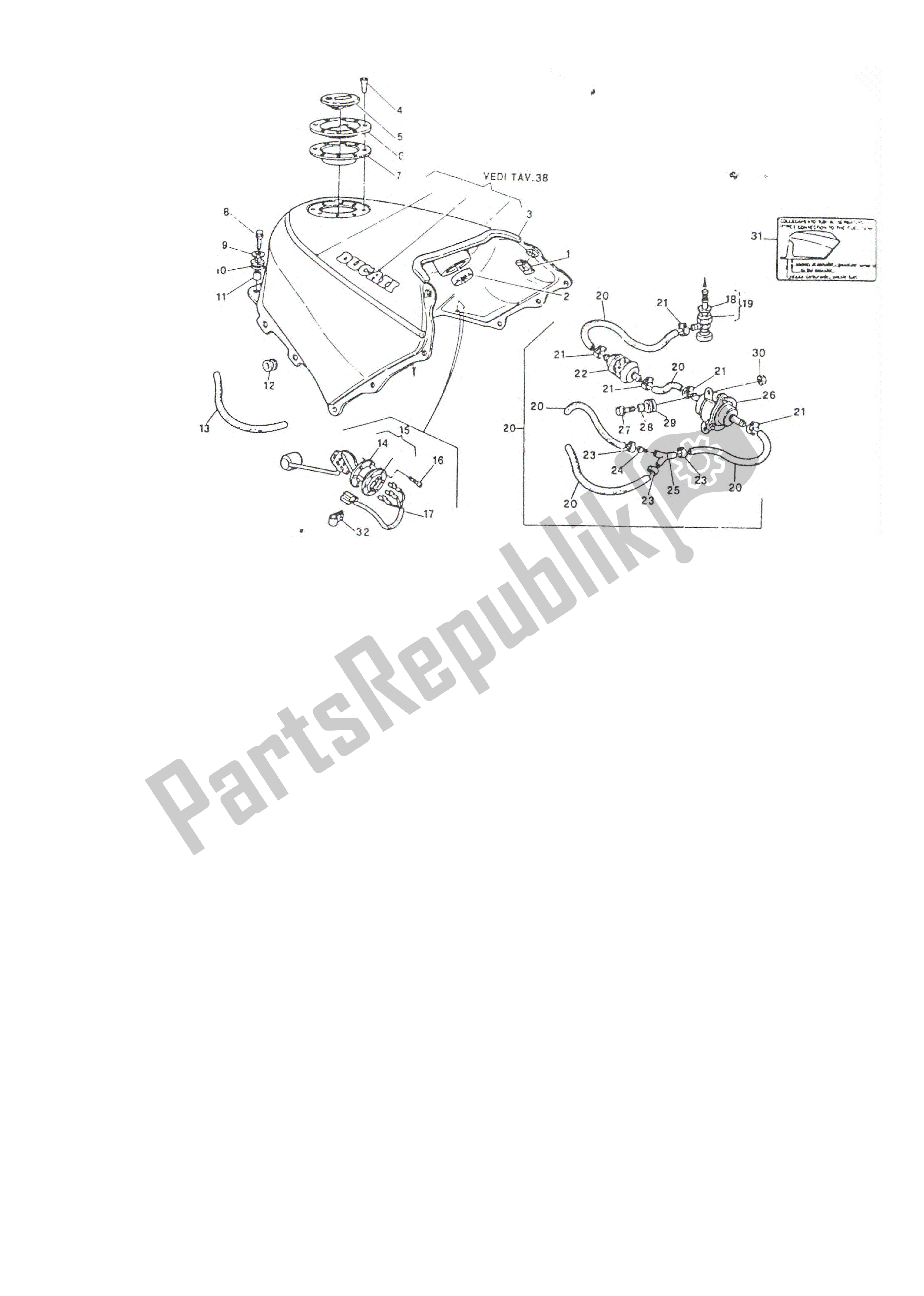 Tutte le parti per il Serbatoio Di Carburante del Ducati Paso 906 1988 - 1989