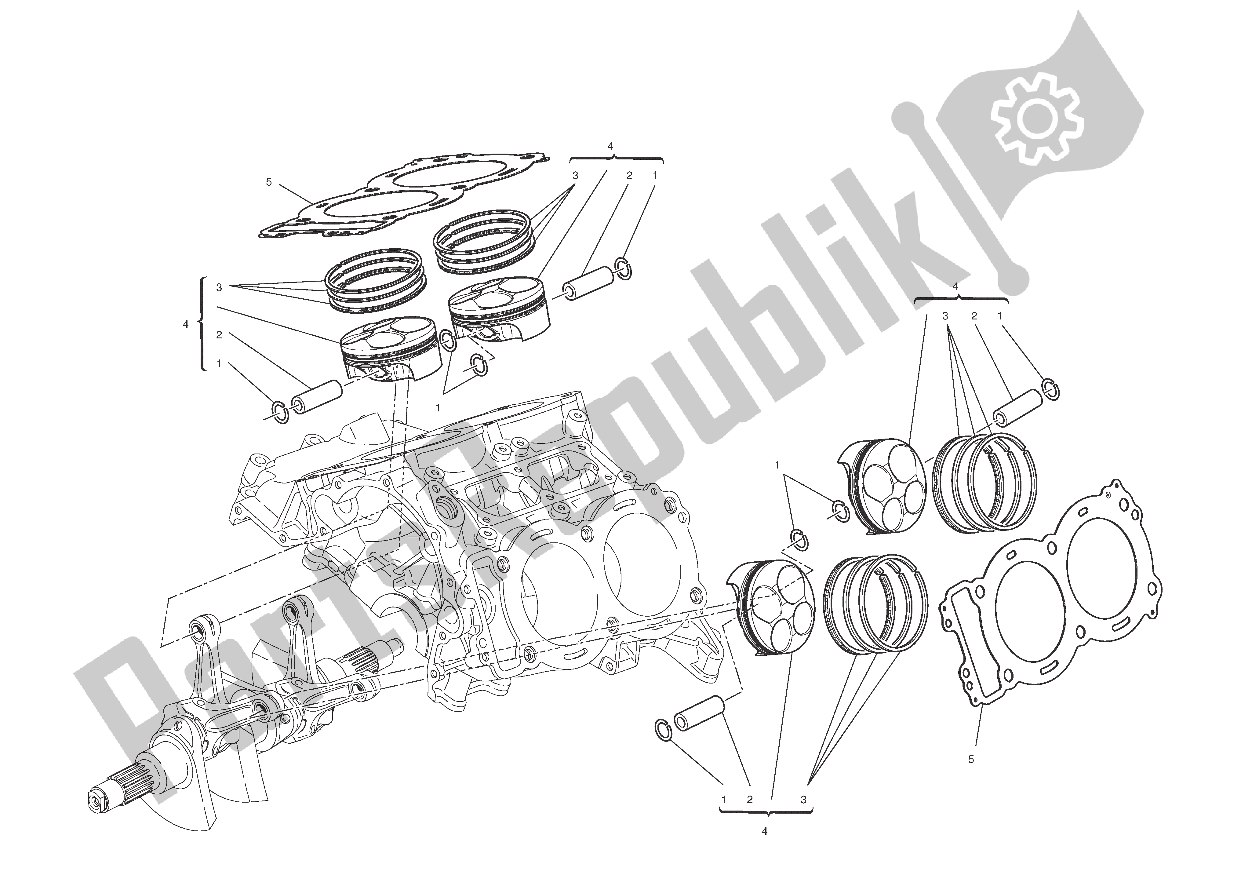 All parts for the Cylinders - Pistons of the Ducati Desmosedici 1000 2008