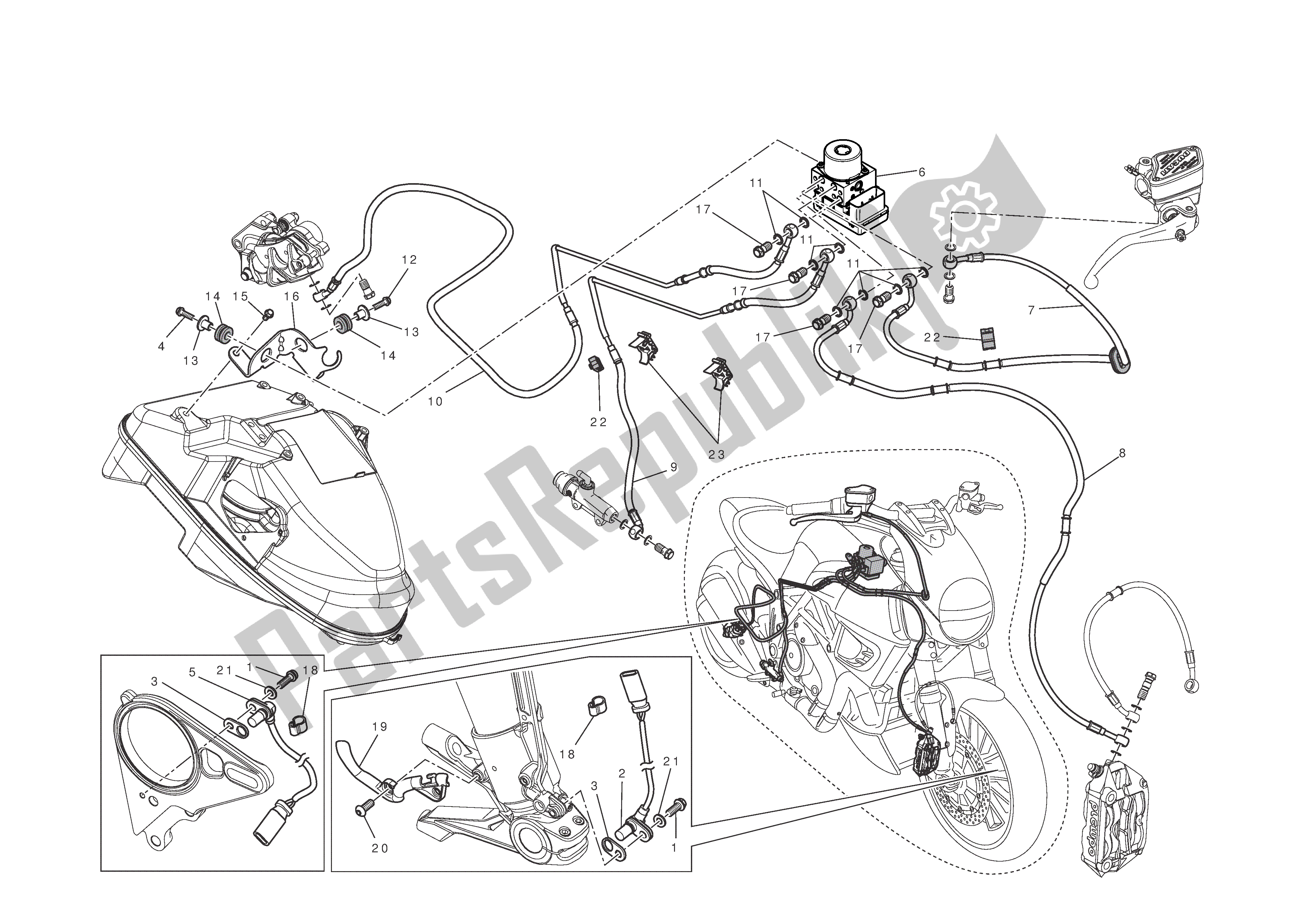 Tutte le parti per il Sistema Di Frenatura Antibloccaggio (abs) del Ducati Diavel AMG 1200 2013