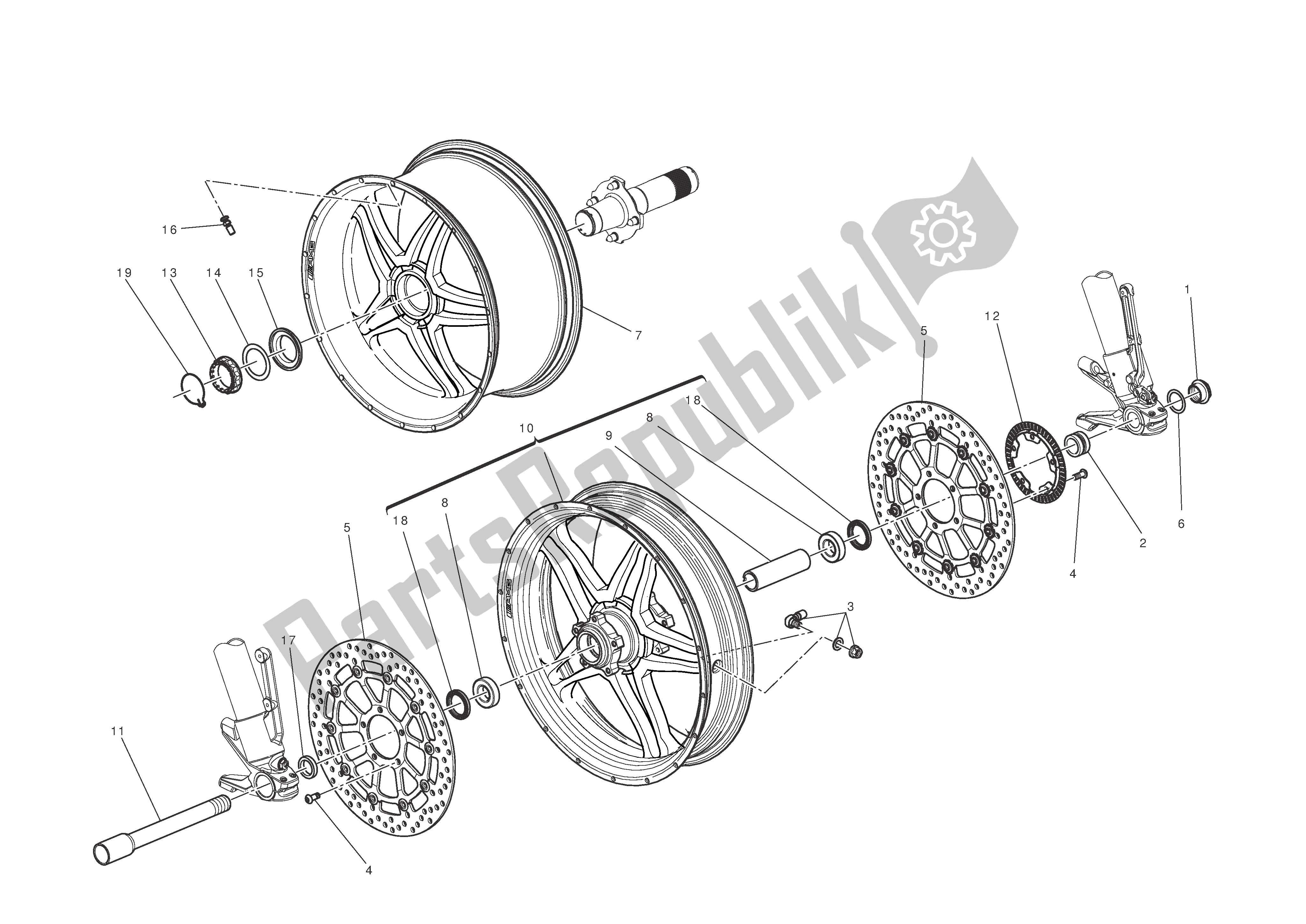 Toutes les pièces pour le Roues Avant Et Arrière du Ducati Diavel AMG 1200 2013