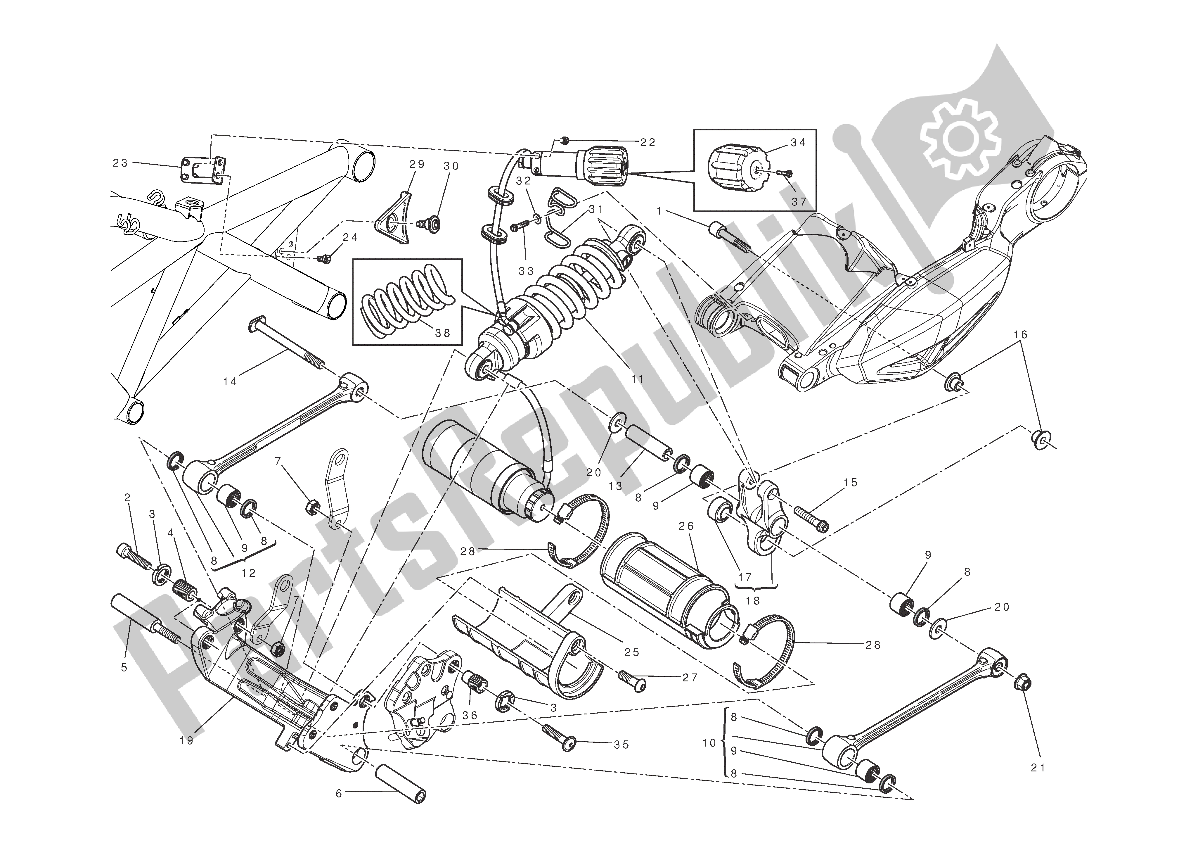 Wszystkie części do Tylne Zawieszenie Ducati Diavel AMG 1200 2013