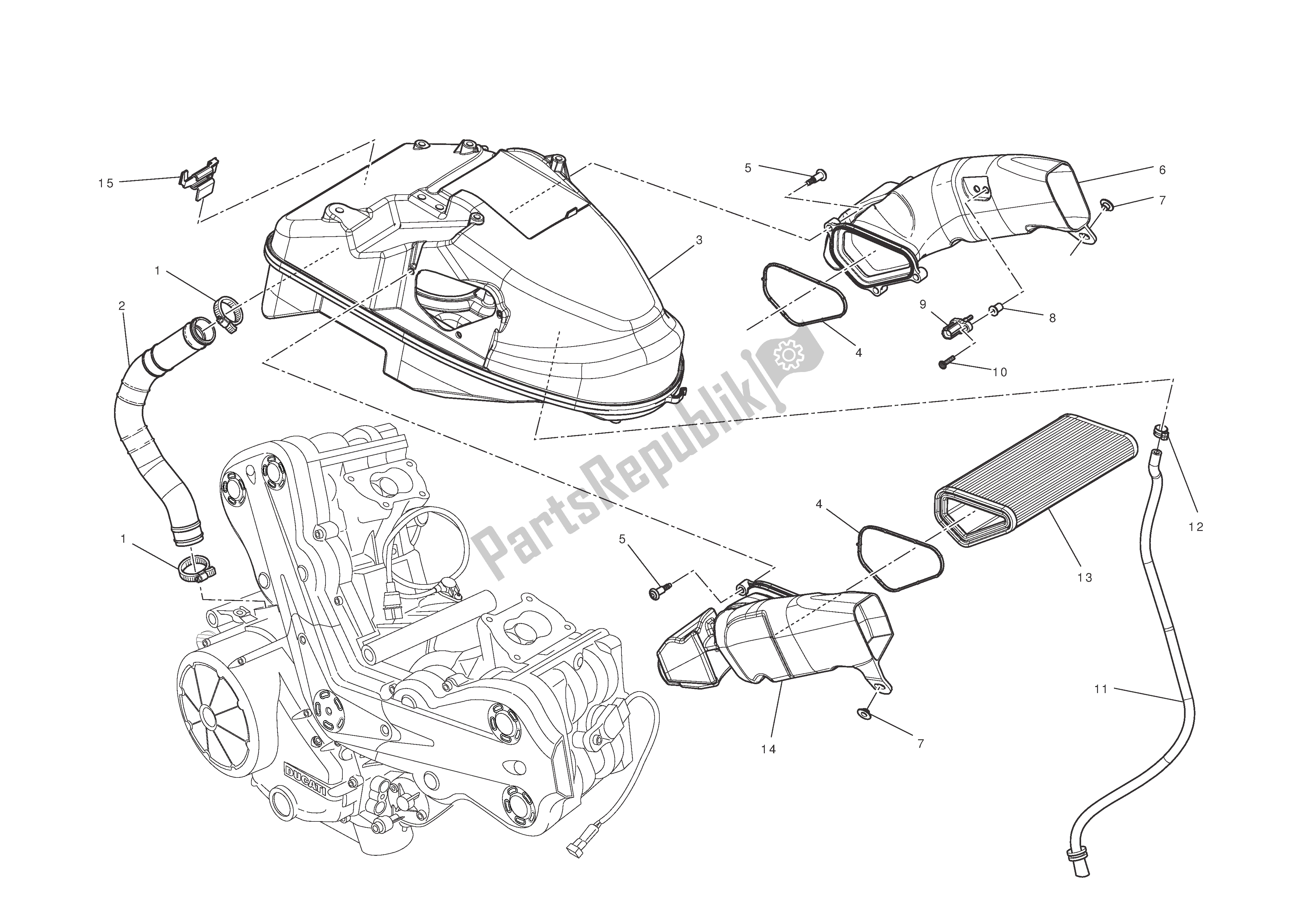 Tutte le parti per il Presa D'aria - Sfiato Olio del Ducati Diavel AMG 1200 2013