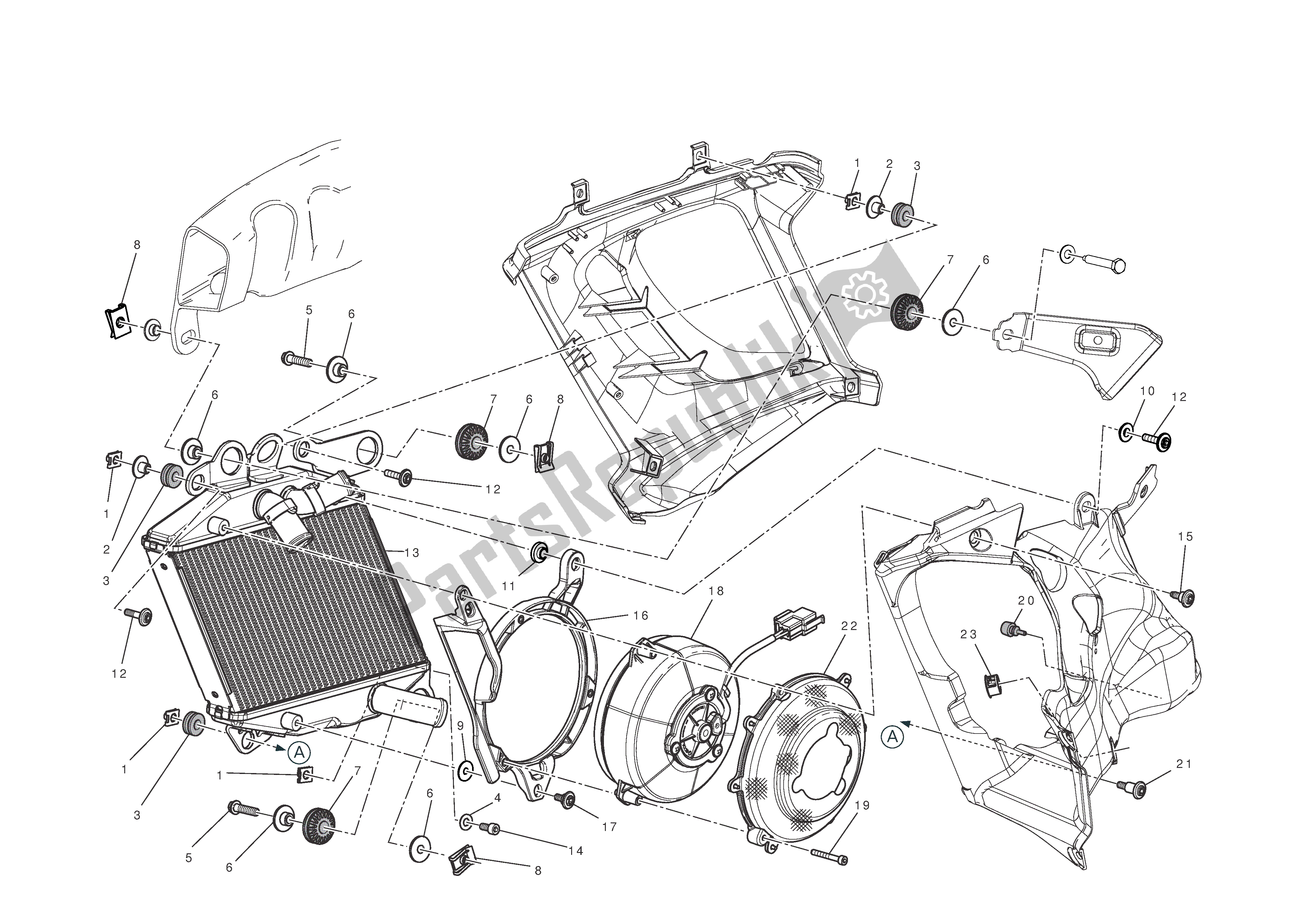 Todas as partes de Radiador (direita) do Ducati Diavel AMG 1200 2013