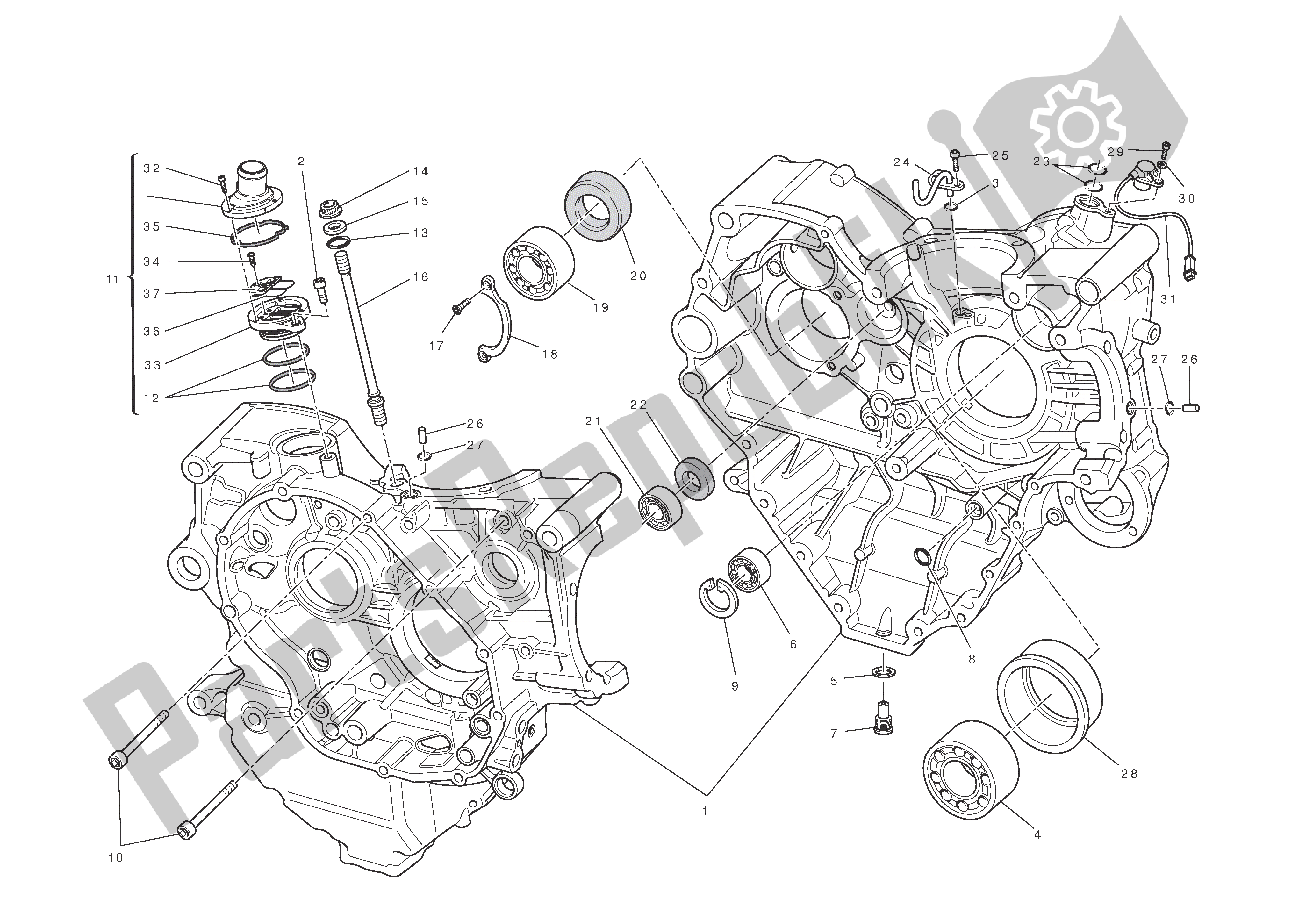 Wszystkie części do Po?ówki Skrzyni Korbowej Ducati Diavel AMG 1200 2013